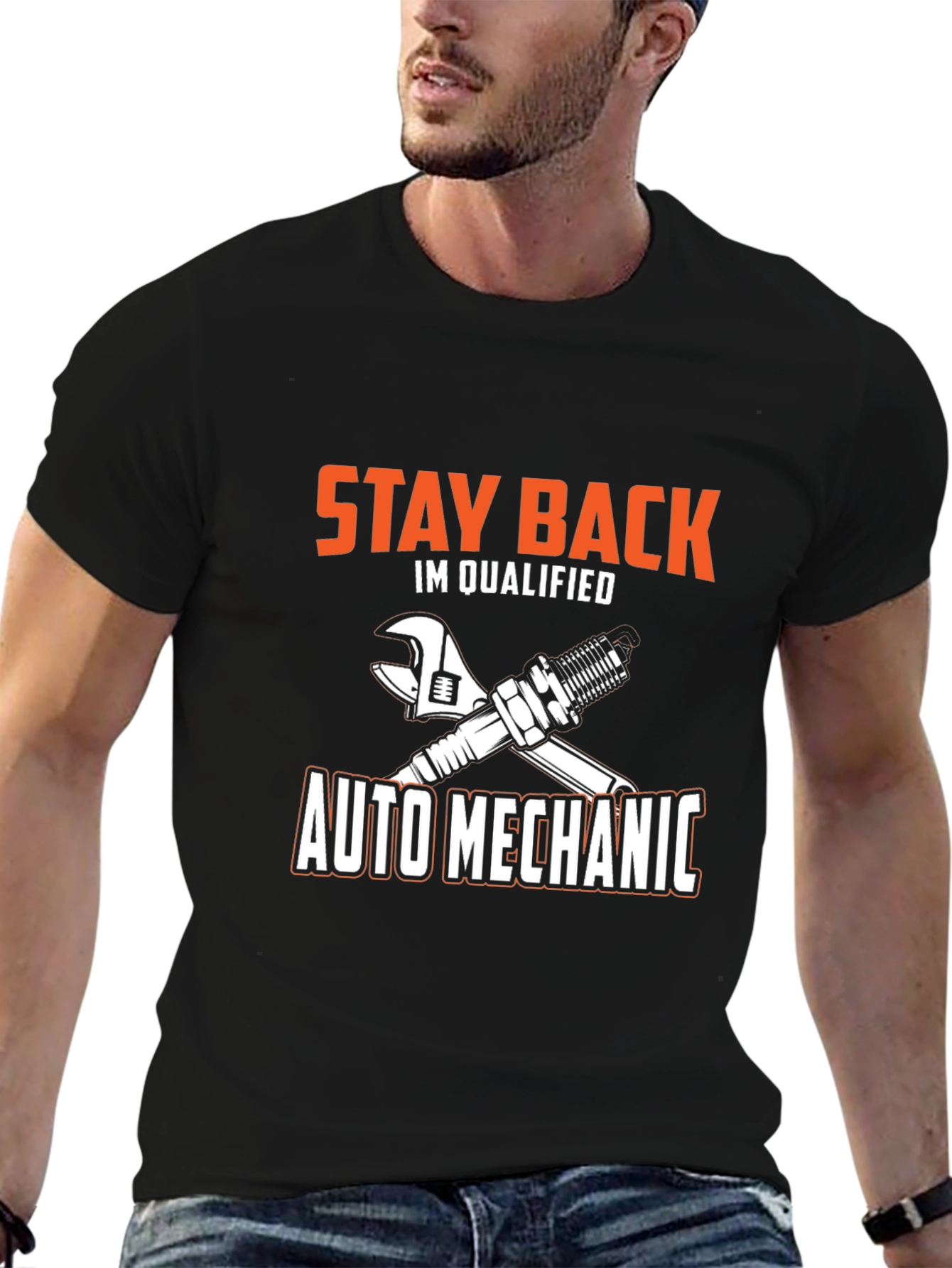 Auto Mechanic Qualified T-Shirt - Black Cotton