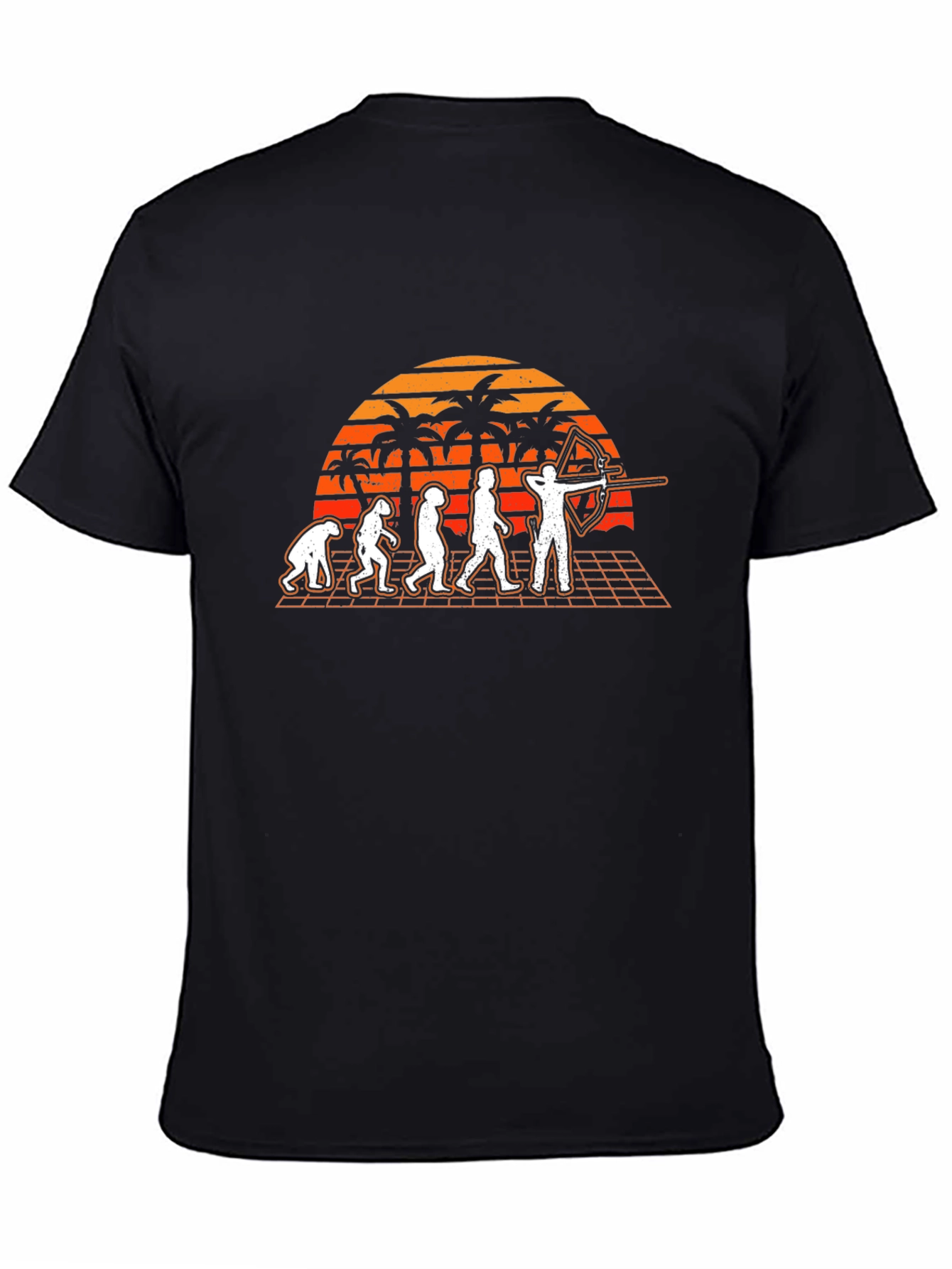 Archery Evolution T-Shirt - Retro Sunset Design