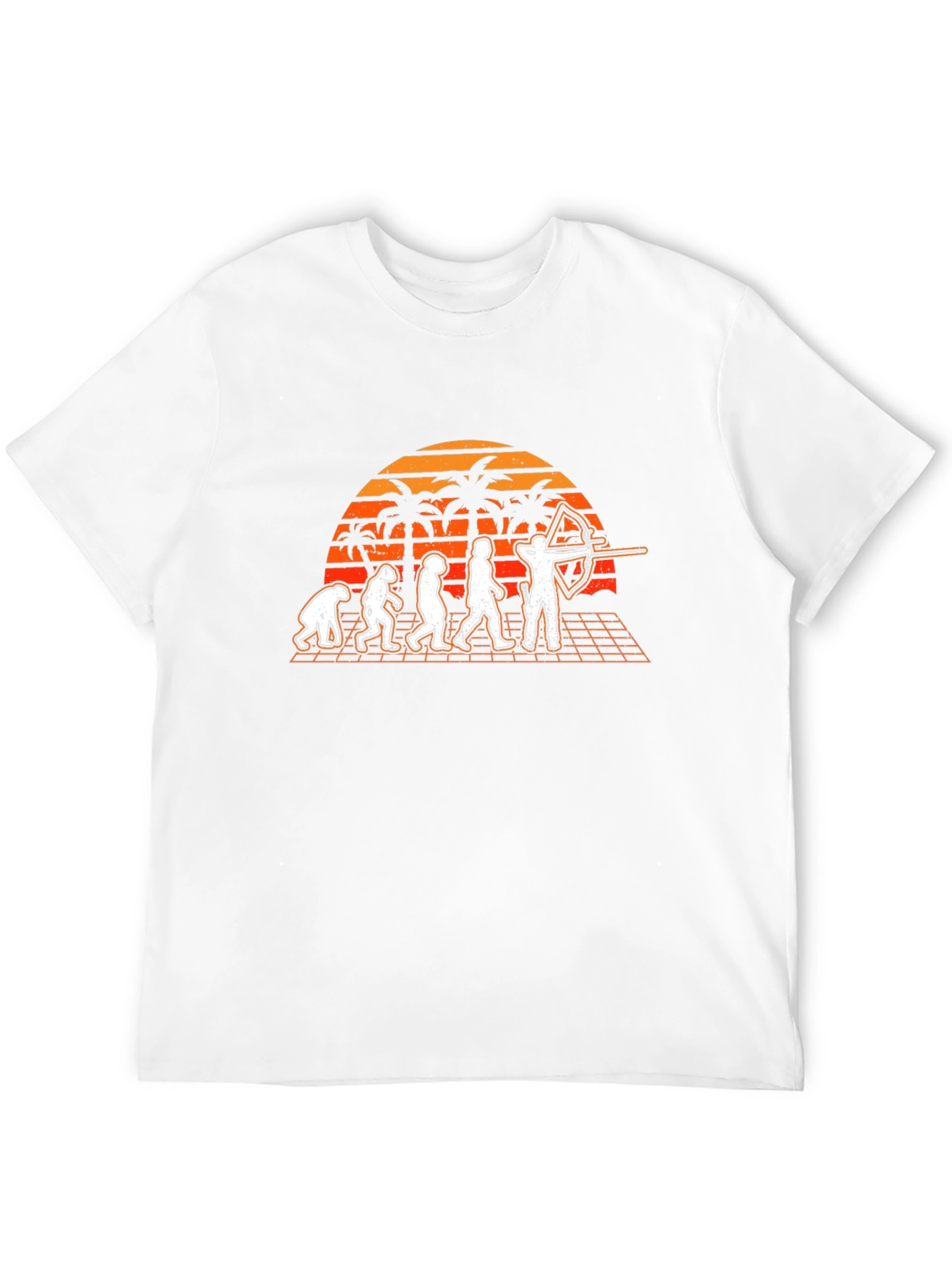 Archery Evolution T-Shirt - Retro Sunset Design