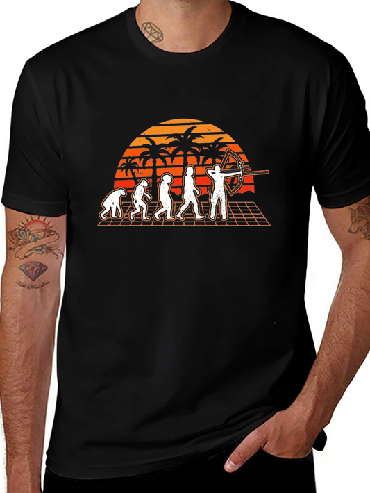 Archery Evolution T-Shirt - Retro Sunset Design