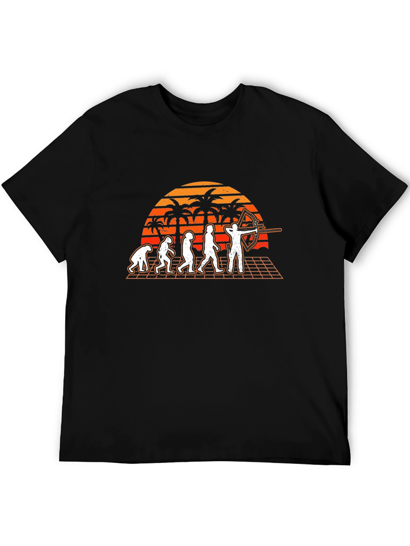Archery Evolution T-Shirt - Retro Sunset Design