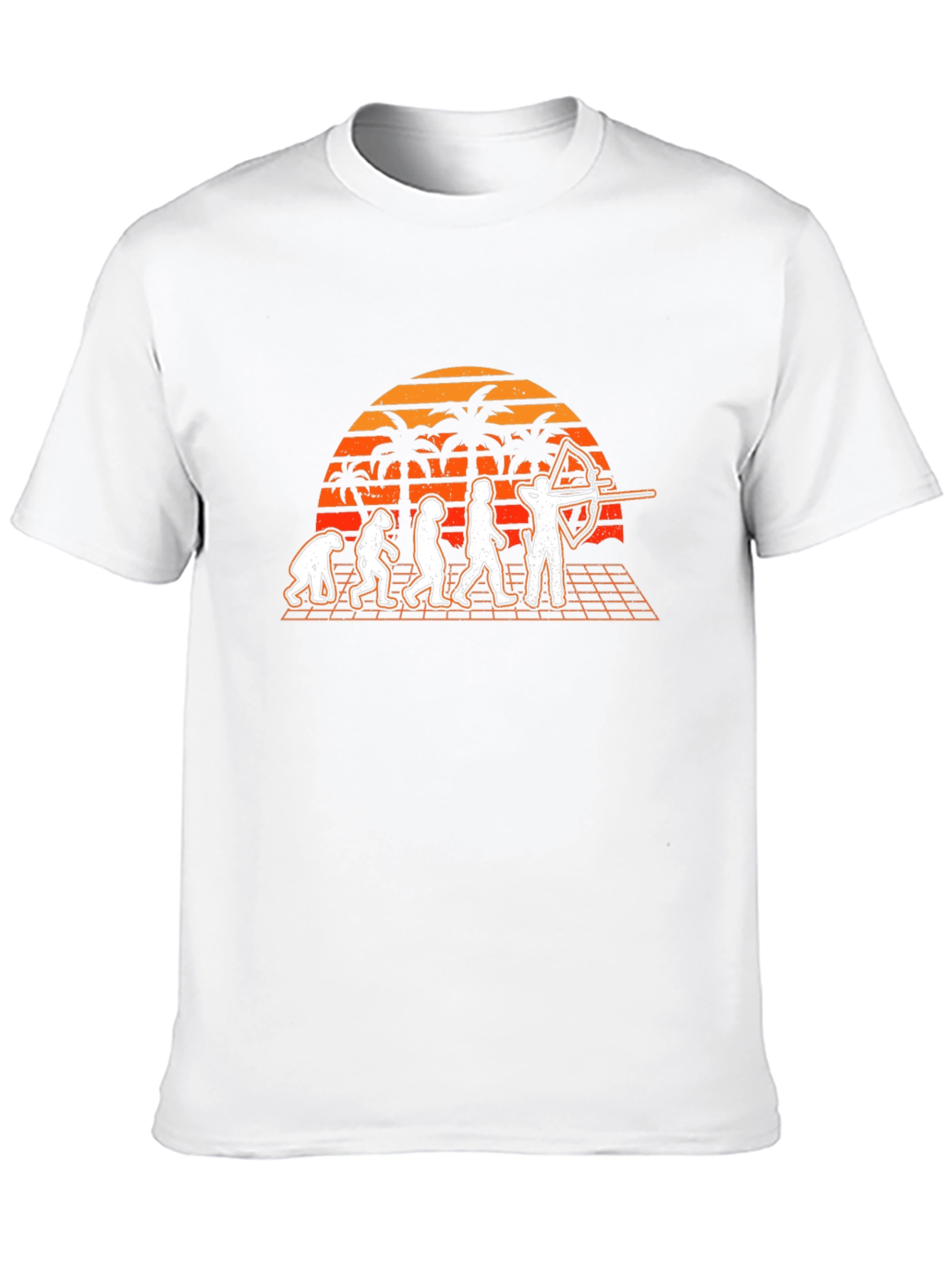 Archery Evolution T-Shirt - Retro Sunset Design