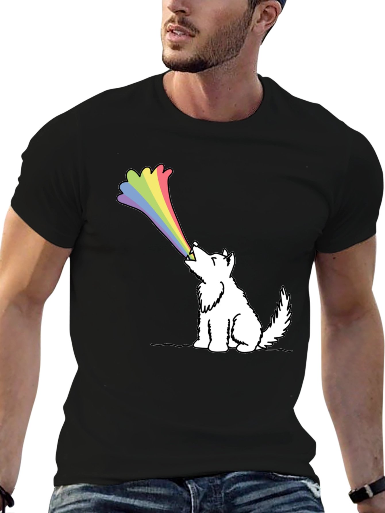 Rainbow Wolf Black T-Shirt