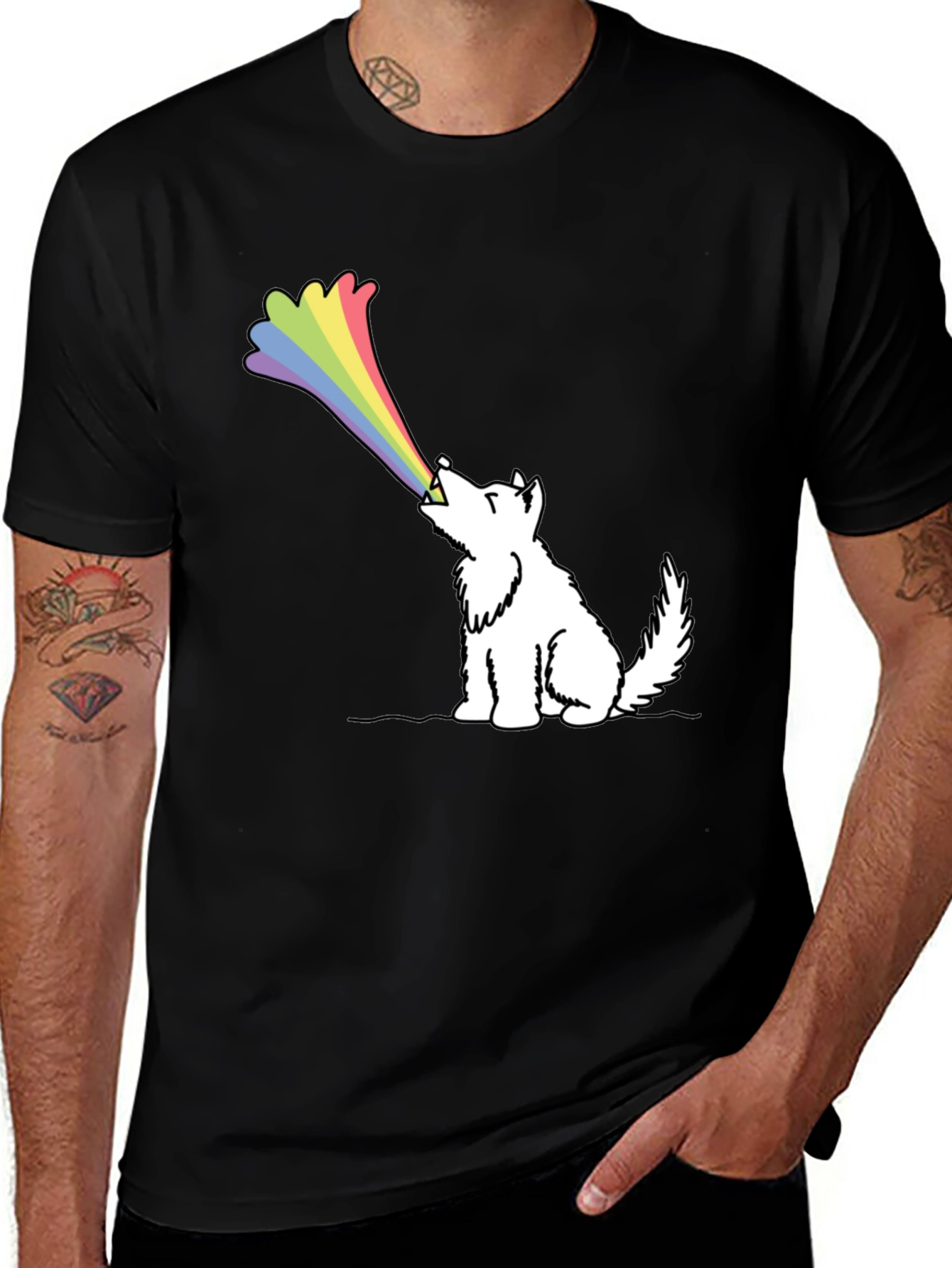 Rainbow Wolf Black T-Shirt