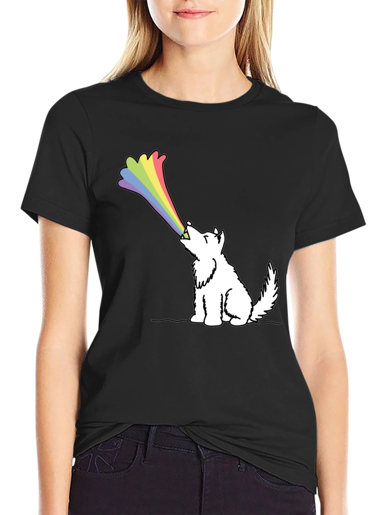 Rainbow Wolf Black T-Shirt
