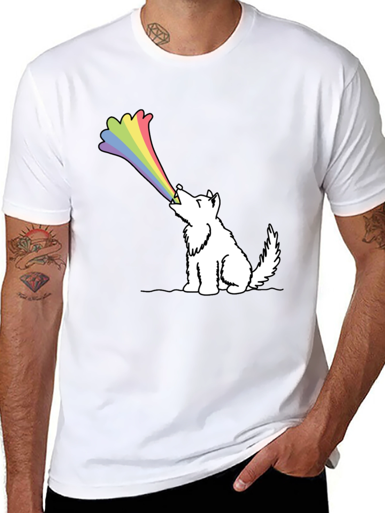 Rainbow Wolf Black T-Shirt
