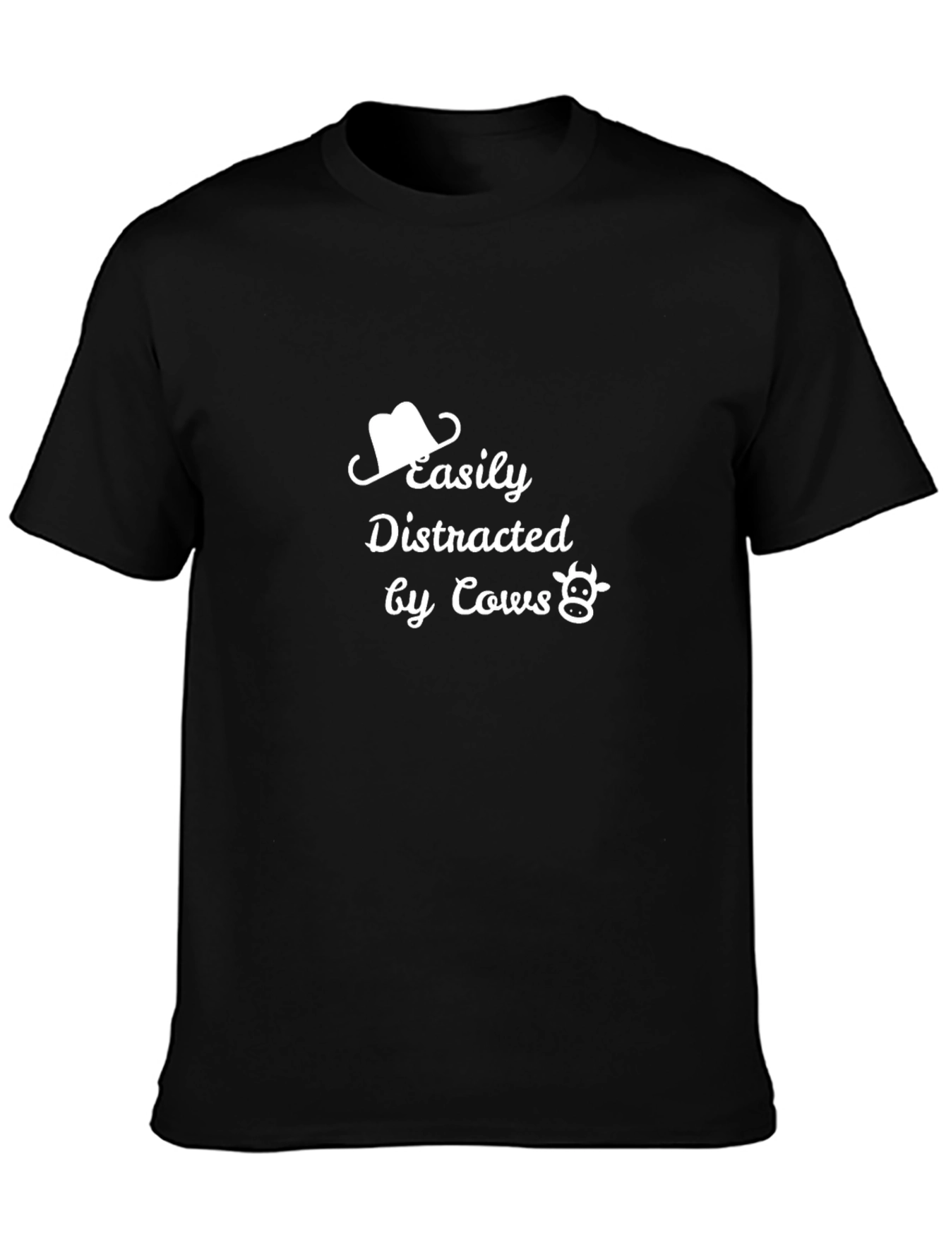 Easily Distracted by Cows Black T-Shirt