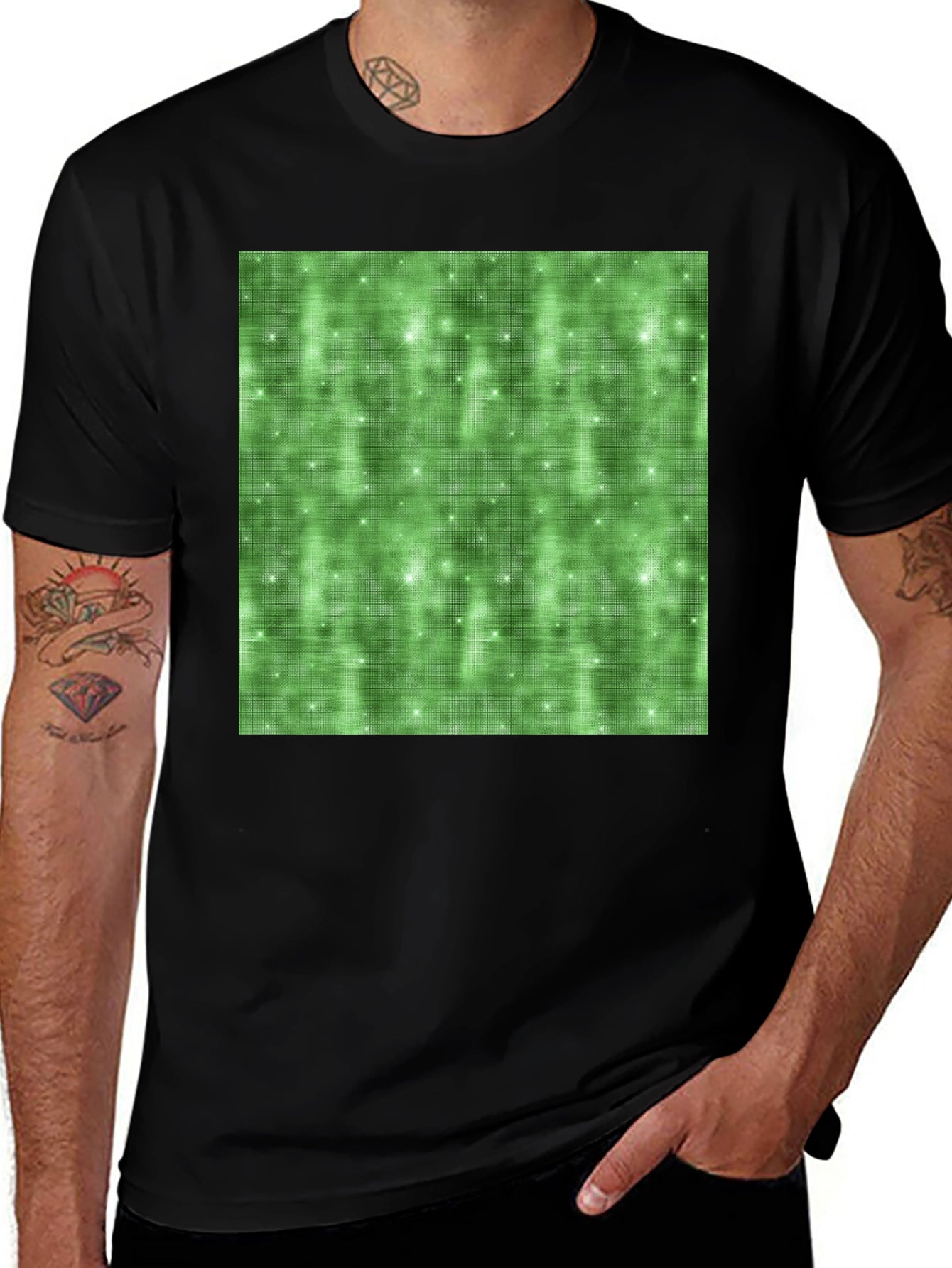 Green Sparkle Pattern Tee - Soft Stylish Comfort