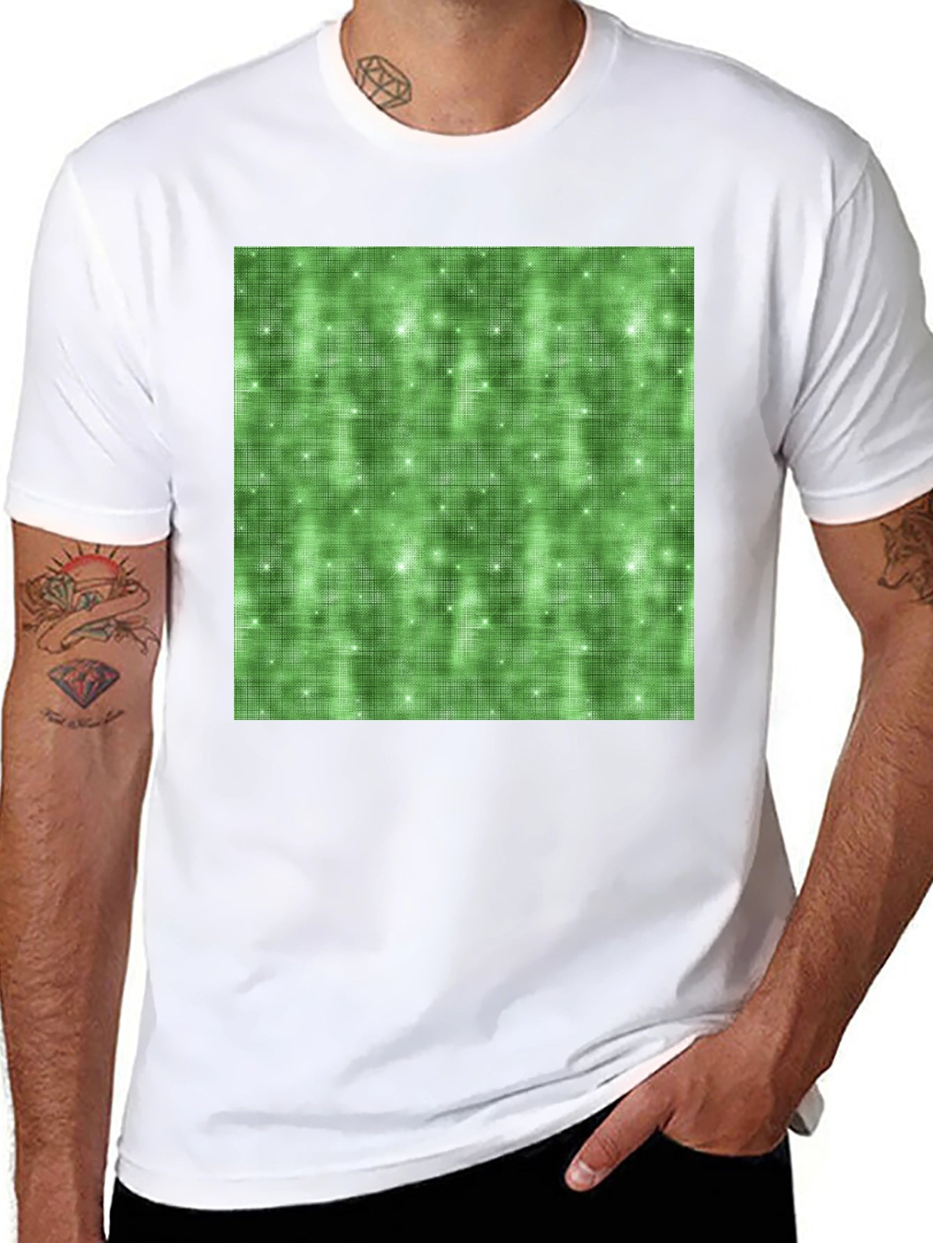 Green Sparkle Pattern Tee - Soft Stylish Comfort