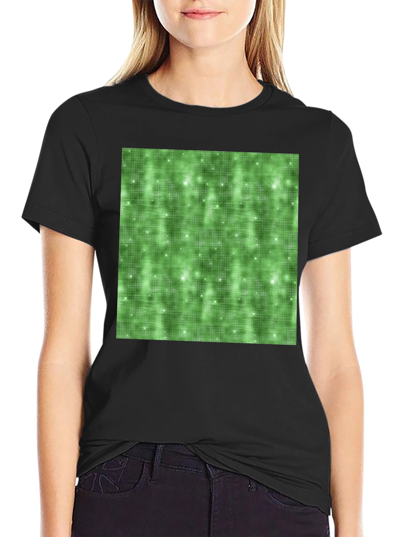 Green Sparkle Pattern Tee - Soft Stylish Comfort