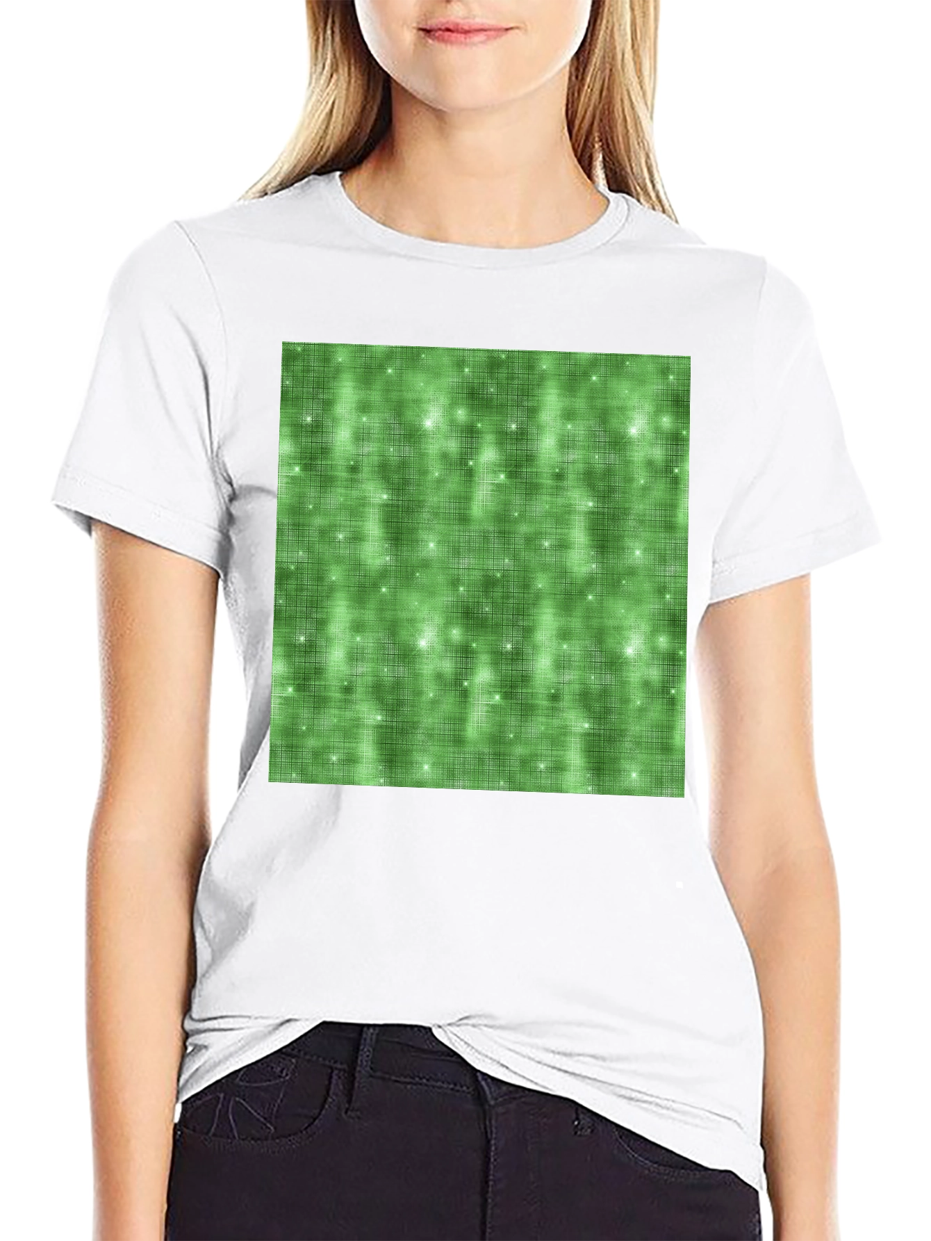 Green Sparkle Pattern Tee - Soft Stylish Comfort