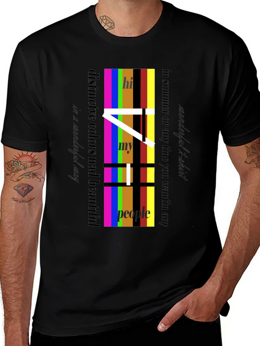 Colorful Stripe Word Art T-Shirt