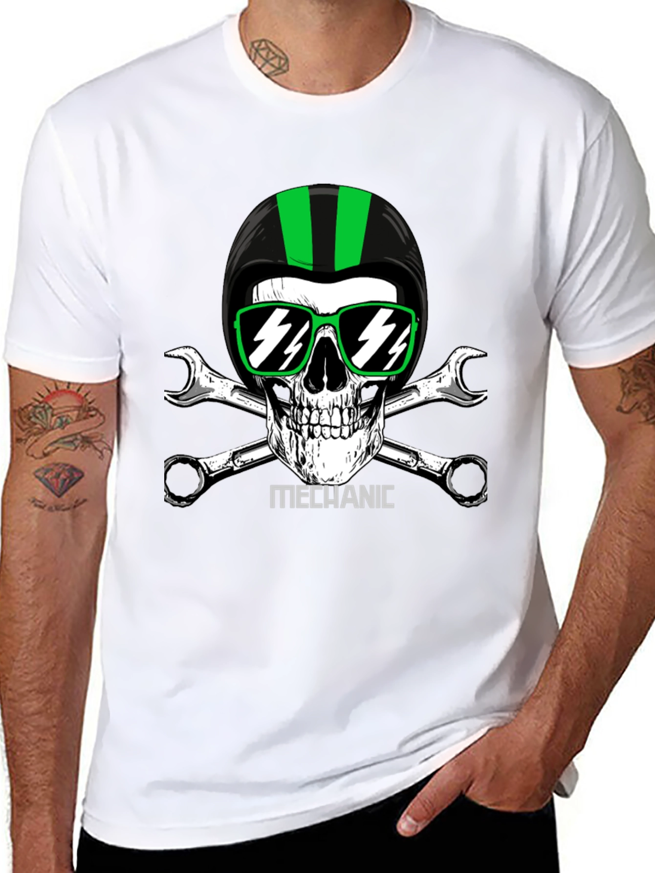 Mechanic Skull T-Shirt - Biker Style