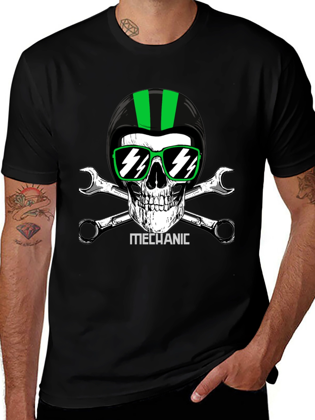 Mechanic Skull T-Shirt - Biker Style