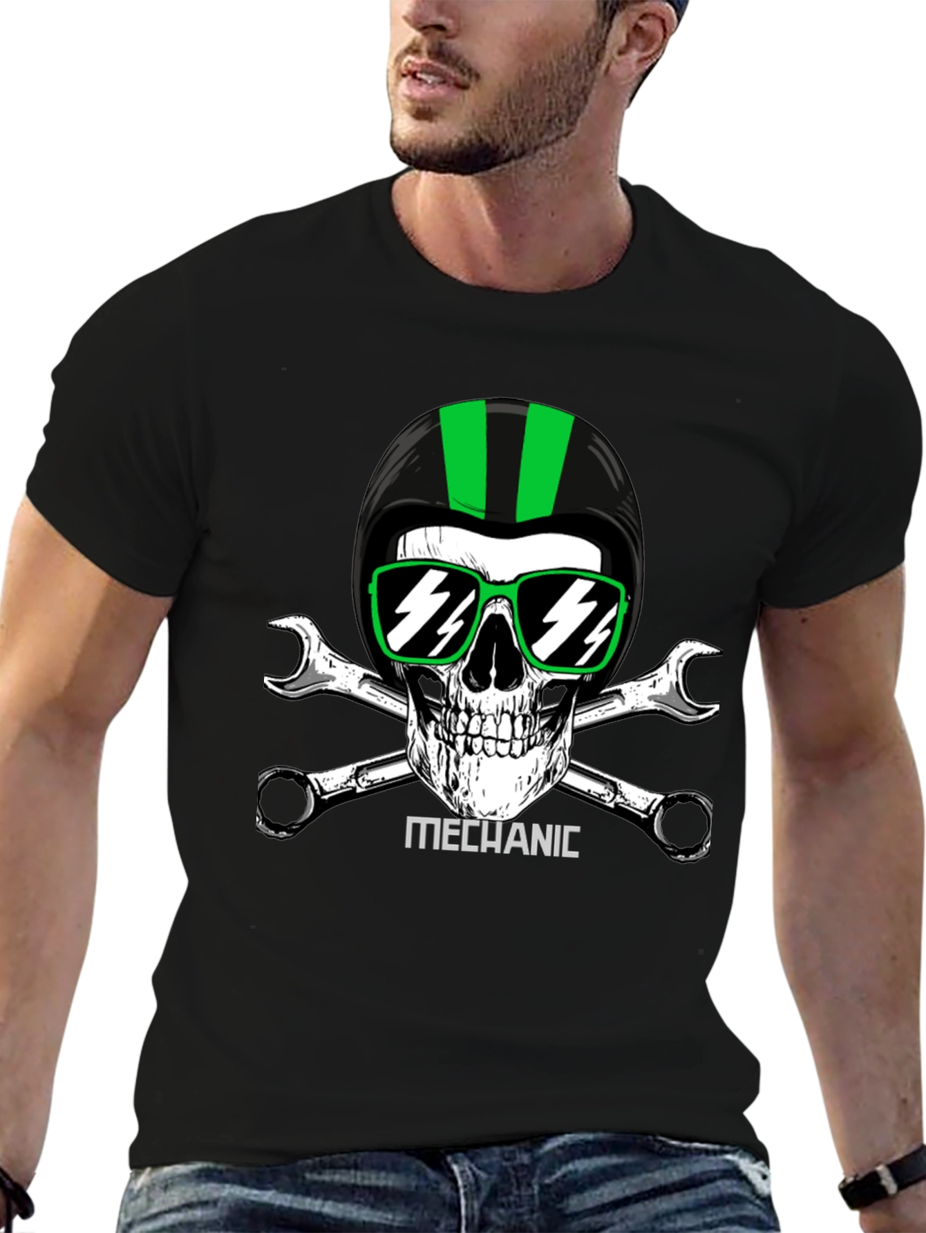 Mechanic Skull T-Shirt - Biker Style