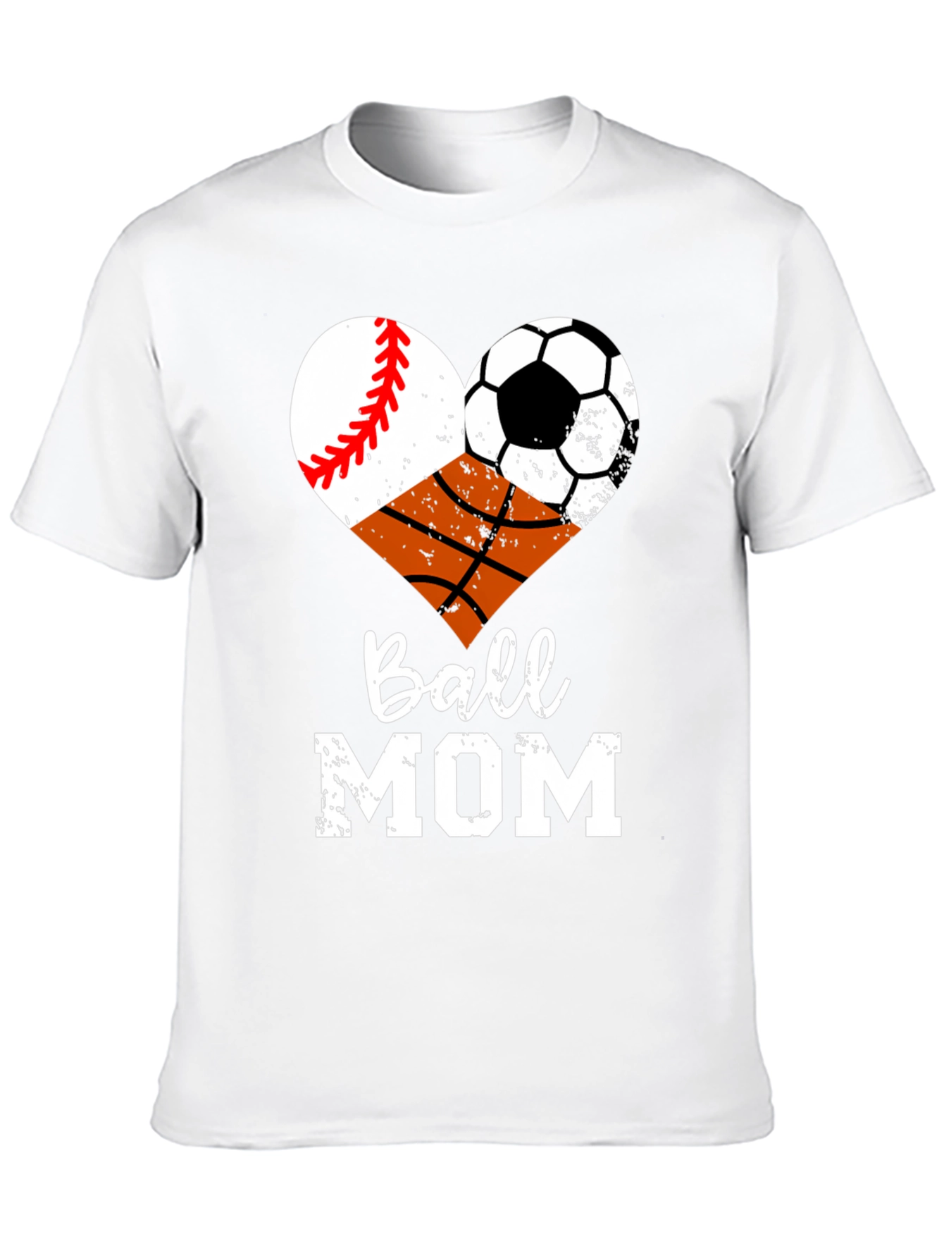 Ball Mom Graphic T-Shirt - Baseball Soccer Basketball Heart