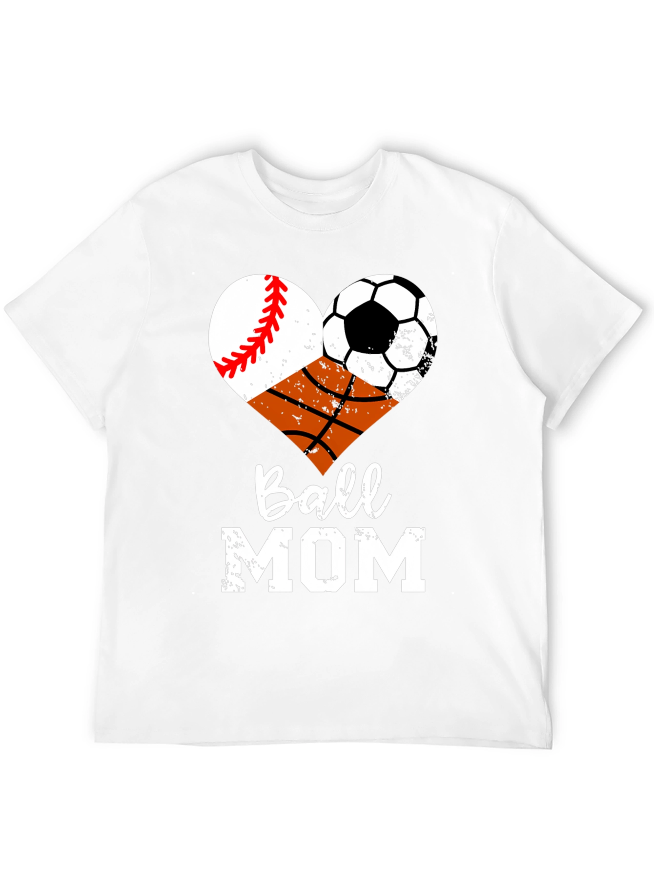 Ball Mom Graphic T-Shirt - Baseball Soccer Basketball Heart