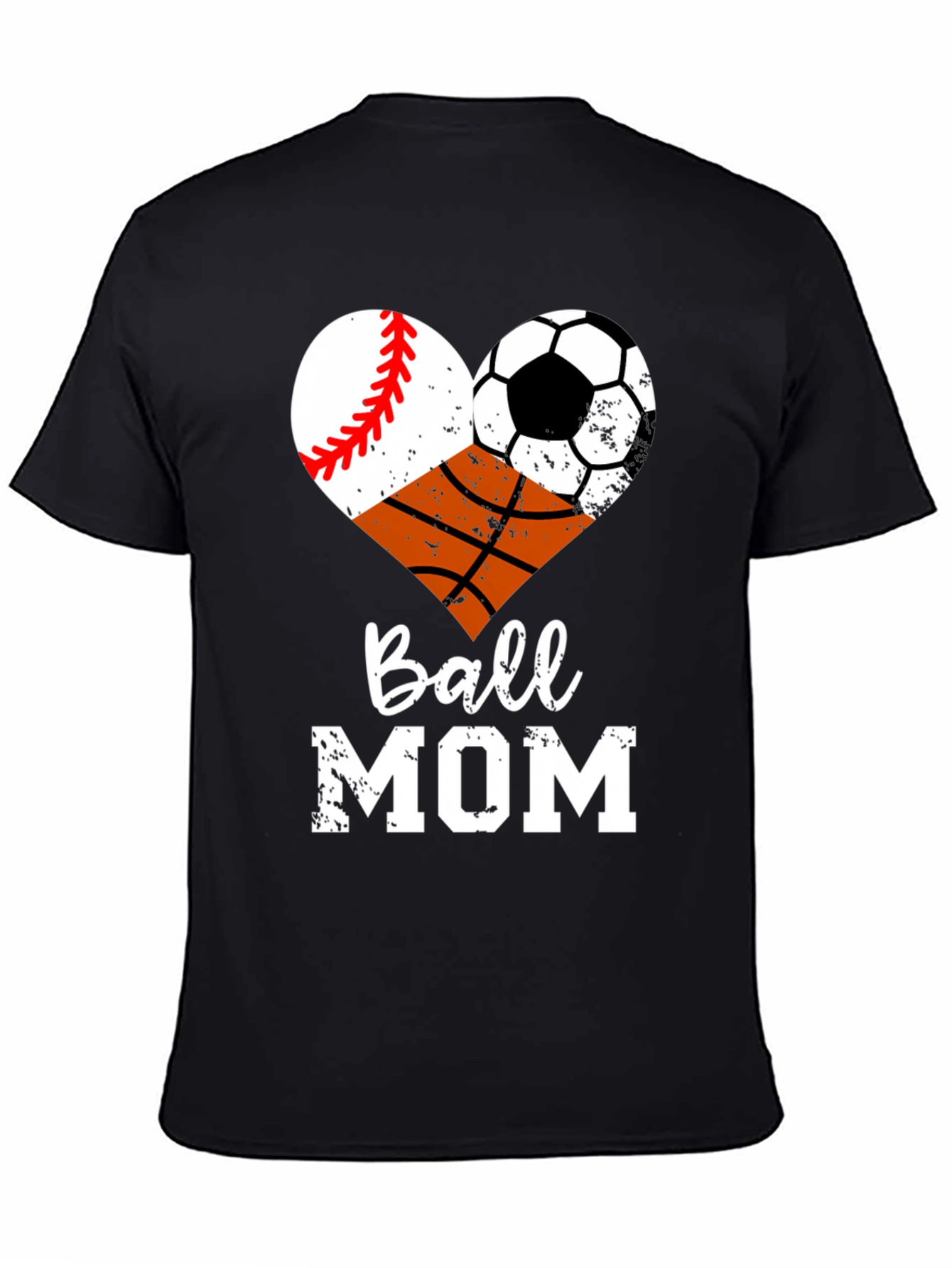 Ball Mom Graphic T-Shirt - Baseball Soccer Basketball Heart