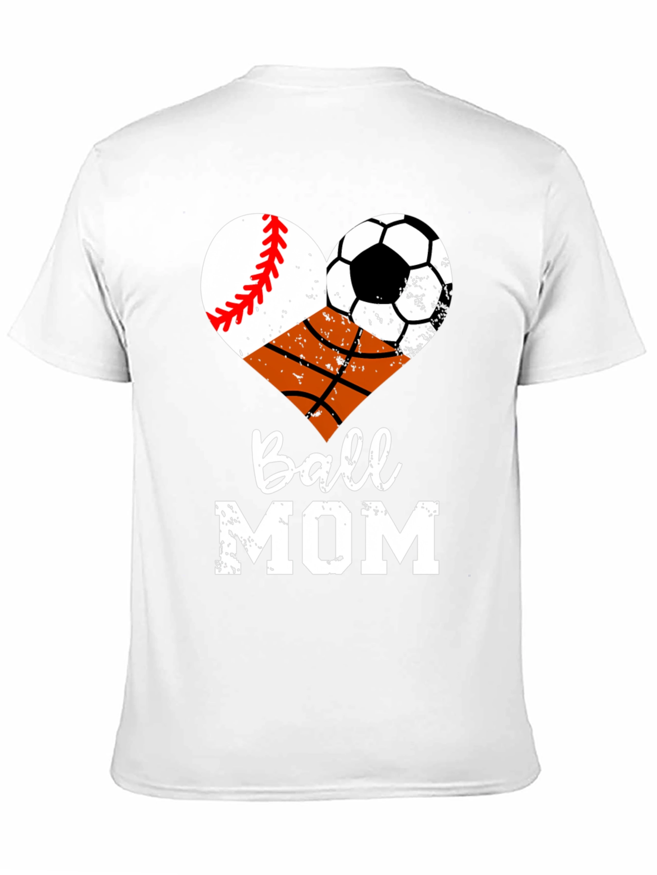 Ball Mom Graphic T-Shirt - Baseball Soccer Basketball Heart