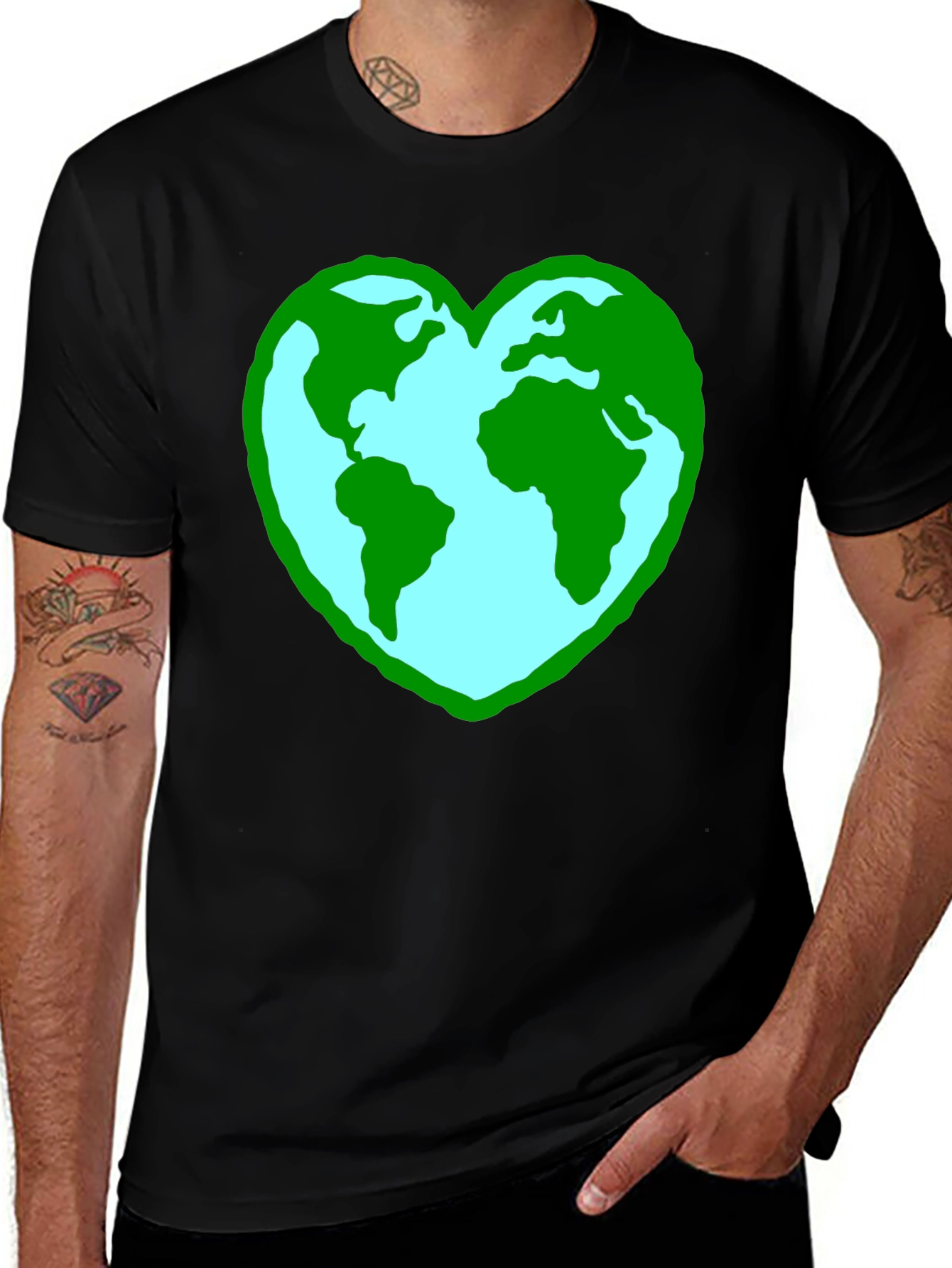Earth Heart Graphic Tee - Black Unisex Shirt