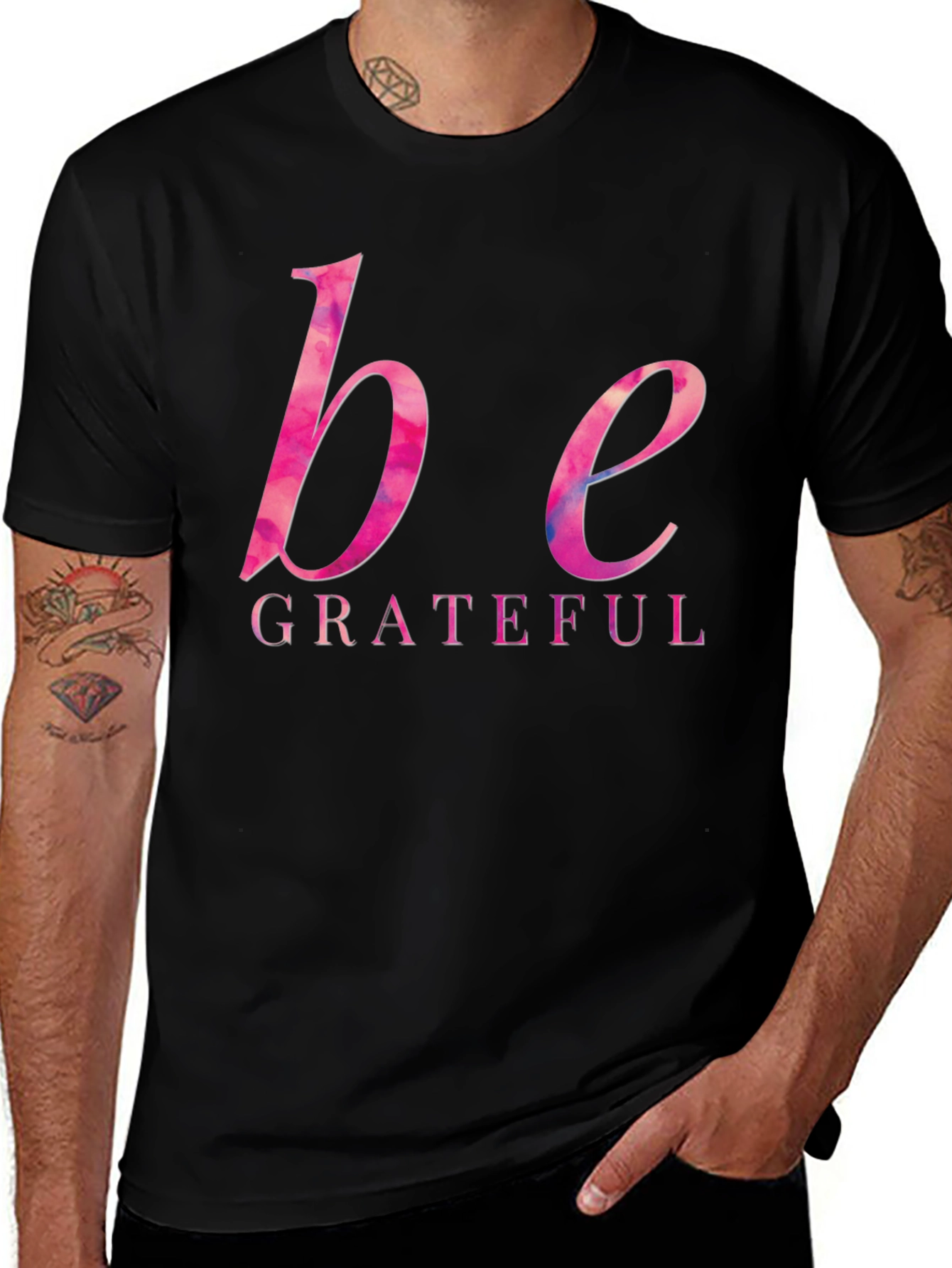 Be Grateful Graphic Tee - Black Cotton T-Shirt