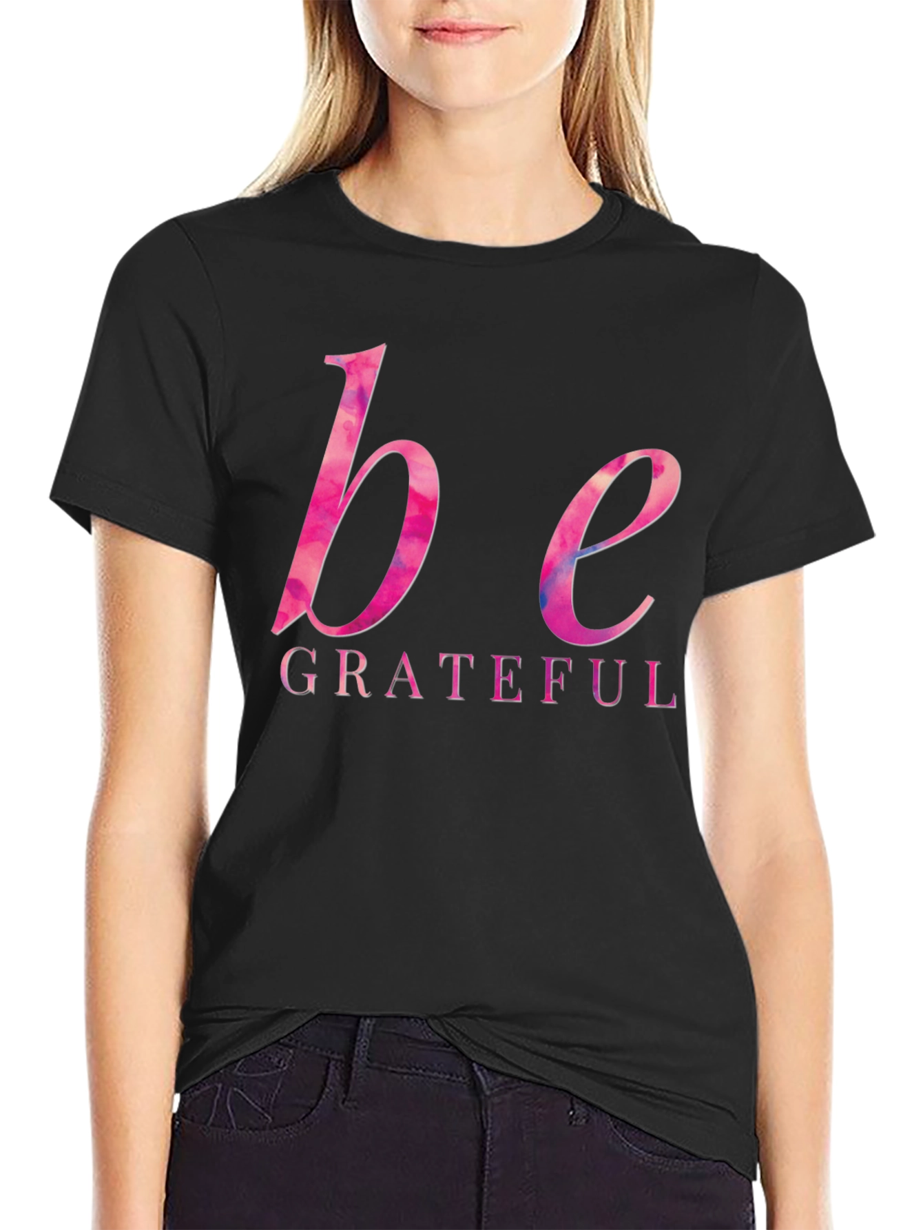 Be Grateful Graphic Tee - Black Cotton T-Shirt