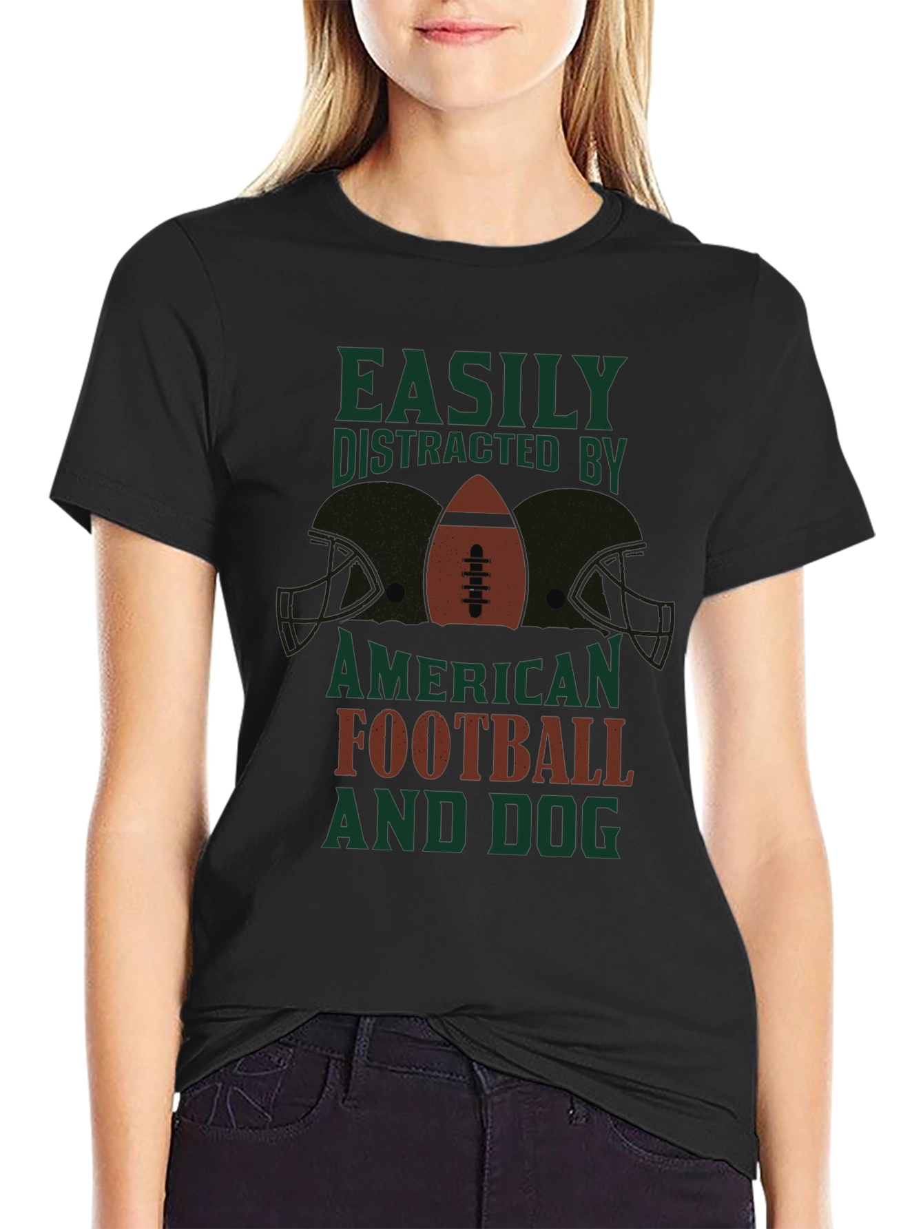 Easily Distracted By Football and Dog T-Shirt