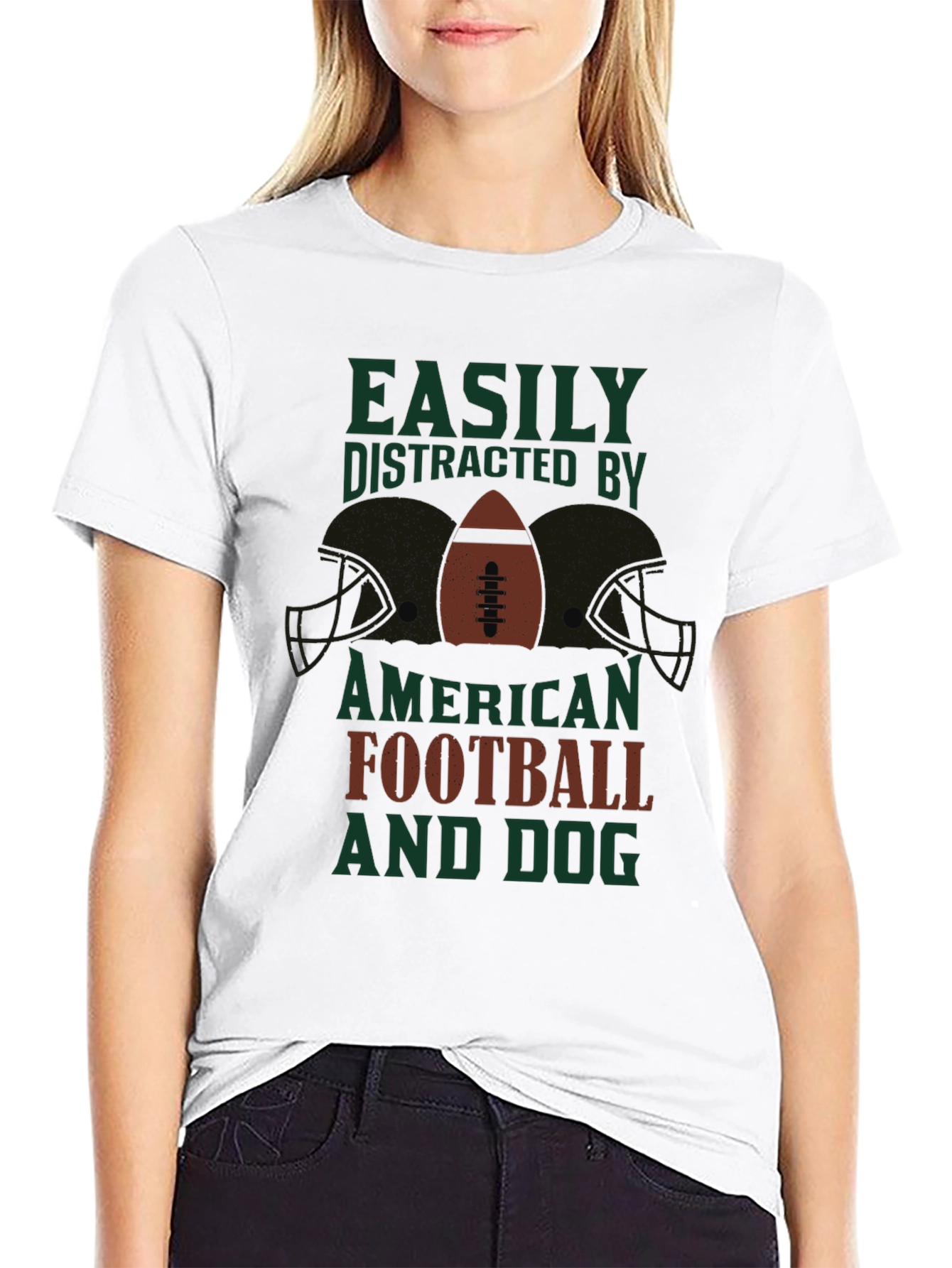 Easily Distracted By Football and Dog T-Shirt
