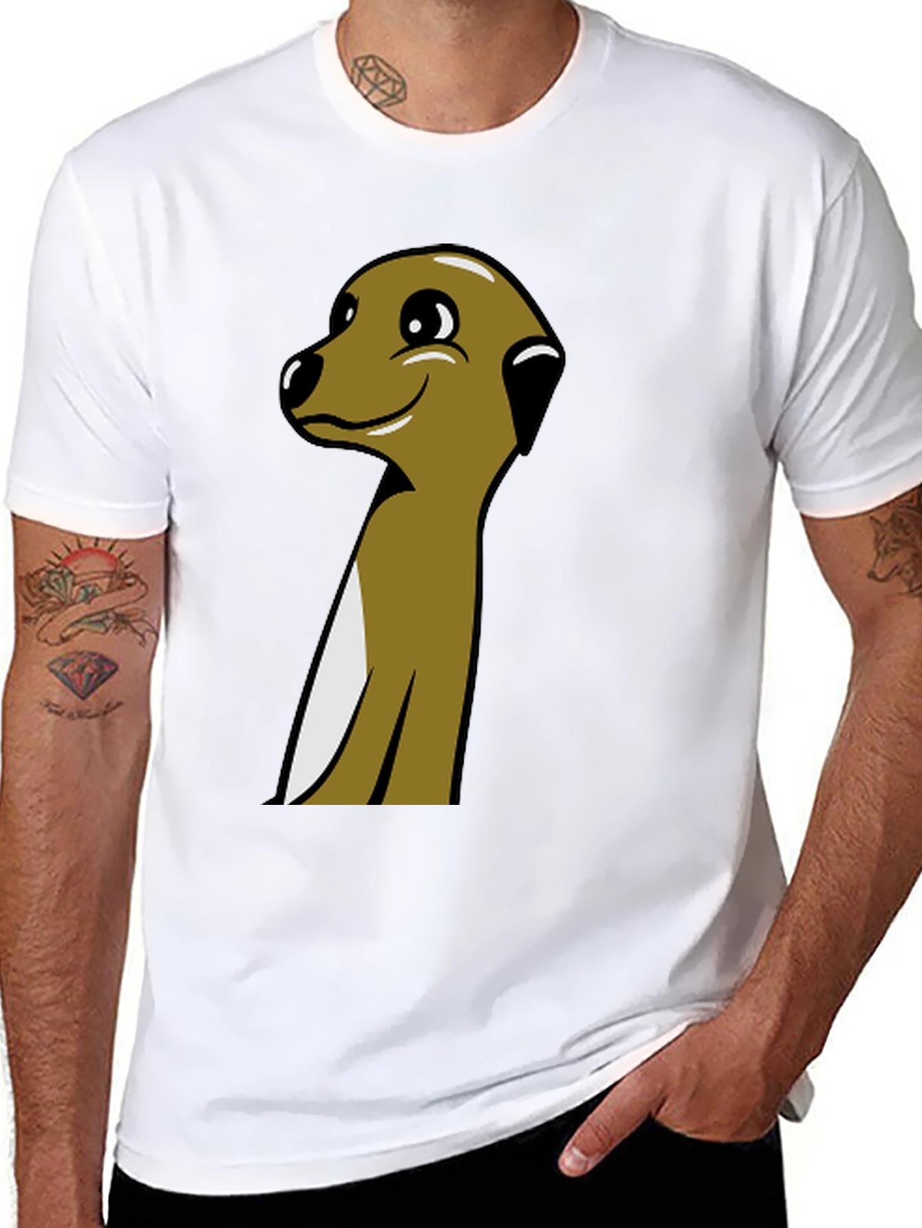 Meerkat Cartoon Graphic Tee - Black