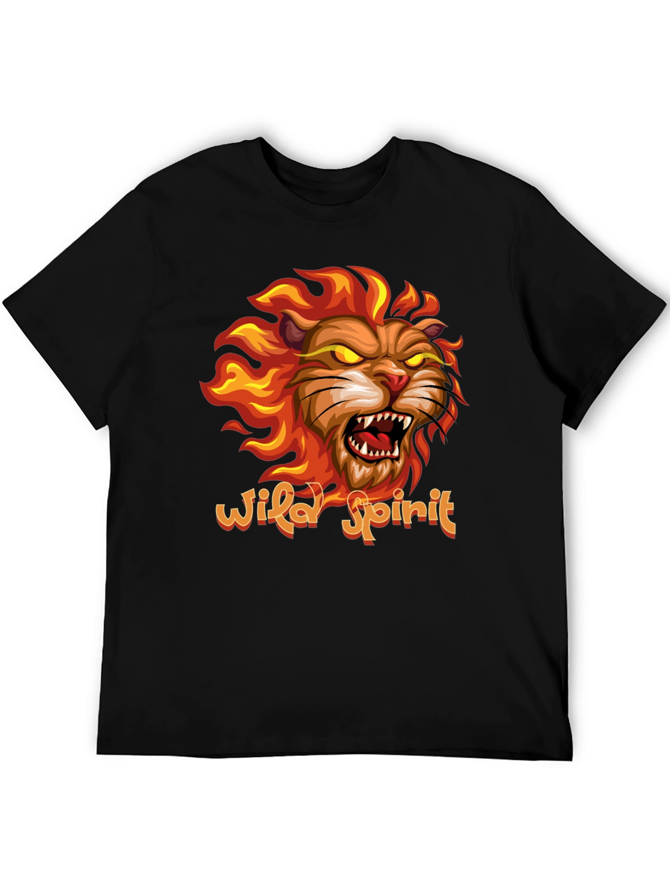 Wild Spirit Lion Graphic Tee - Black