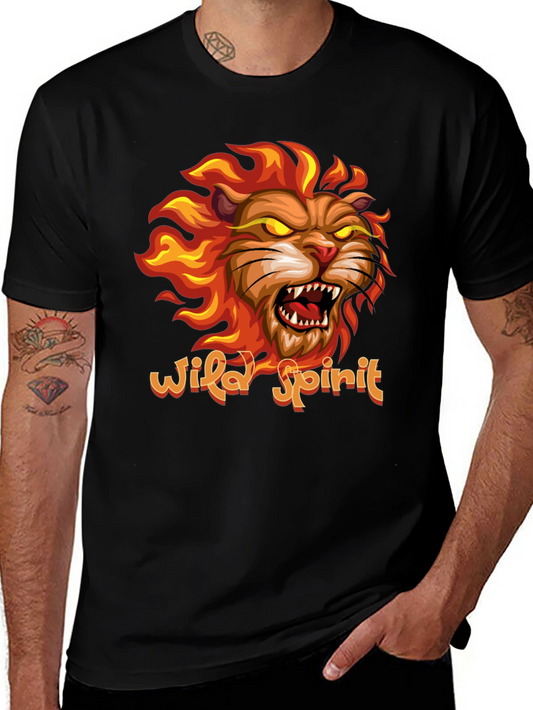 Wild Spirit Lion Graphic Tee - Black