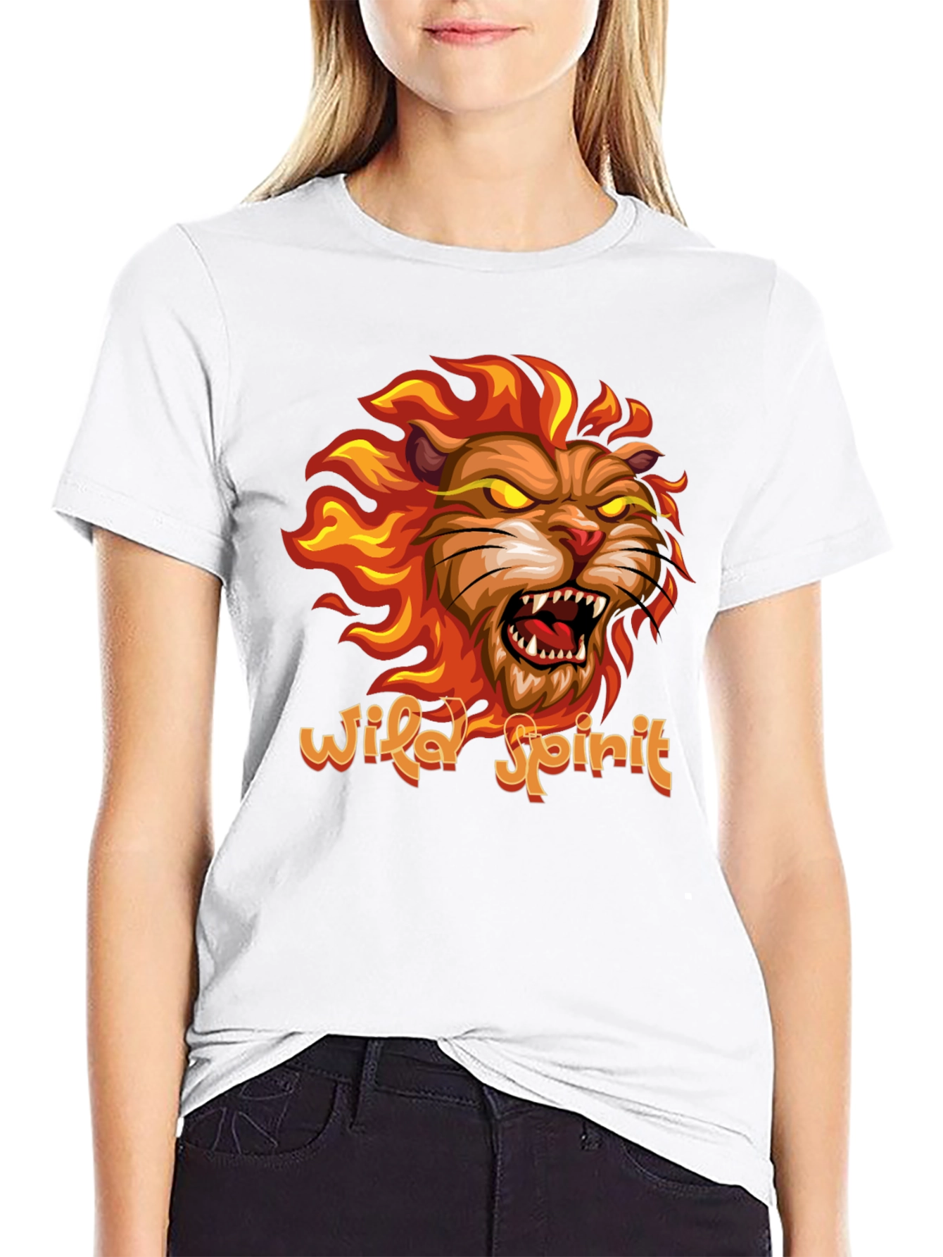 Wild Spirit Lion Graphic Tee - Black