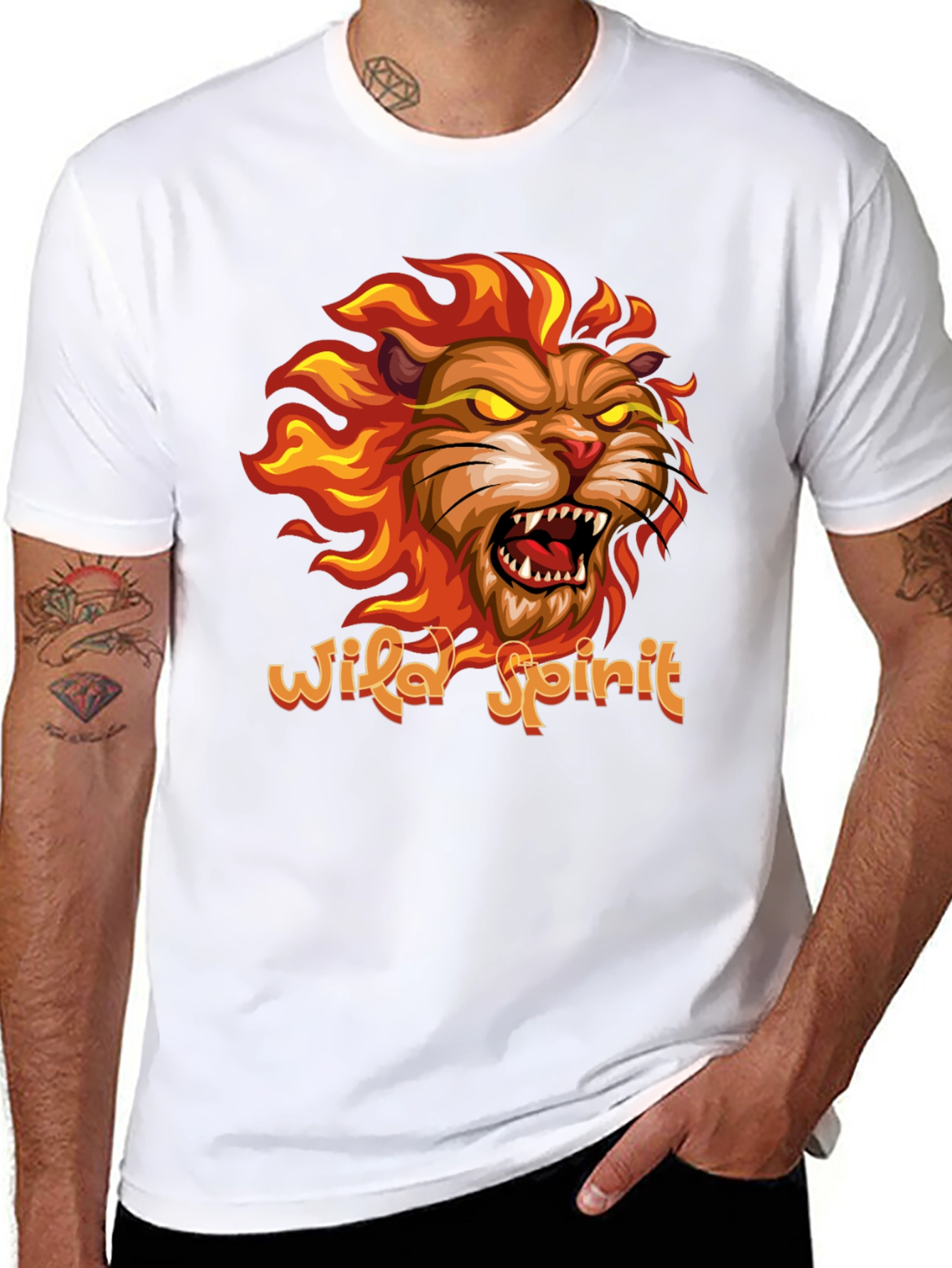 Wild Spirit Lion Graphic Tee - Black