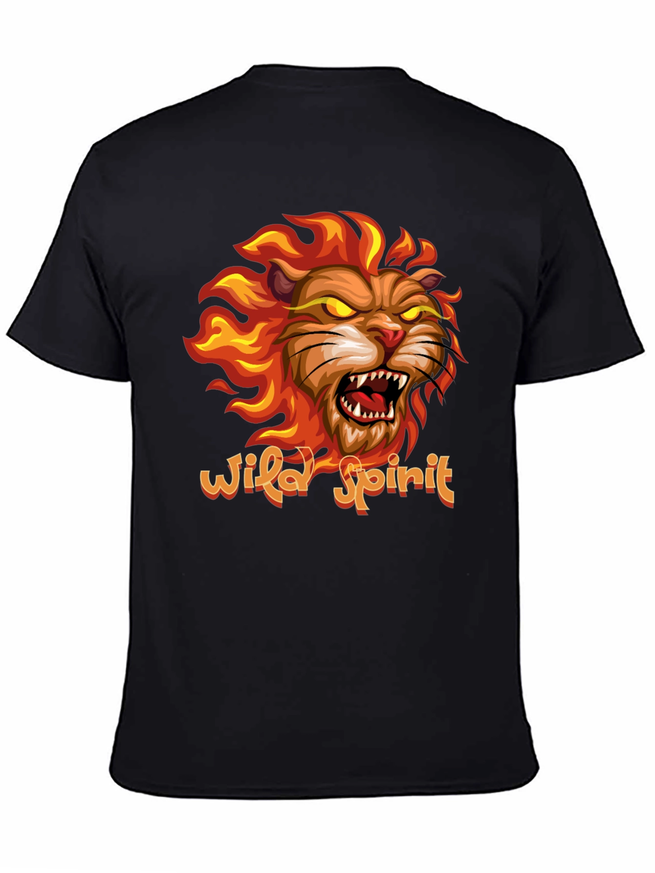 Wild Spirit Lion Graphic Tee - Black
