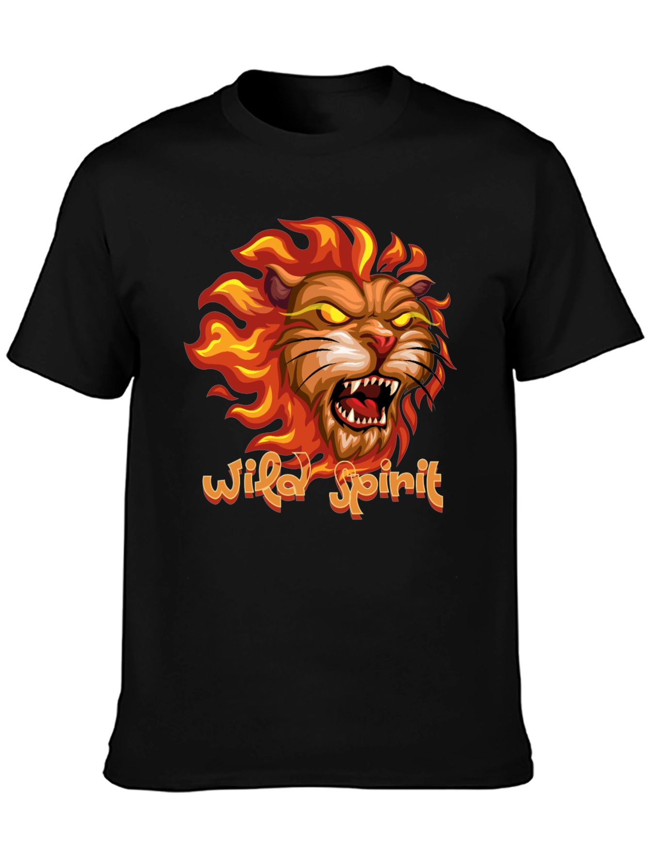 Wild Spirit Lion Graphic Tee - Black