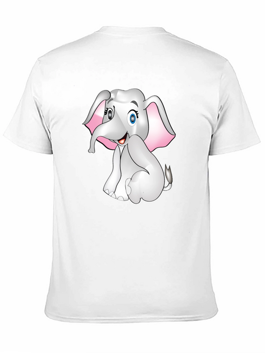 Cute Cartoon Elephant Graphic Print Tee - Black