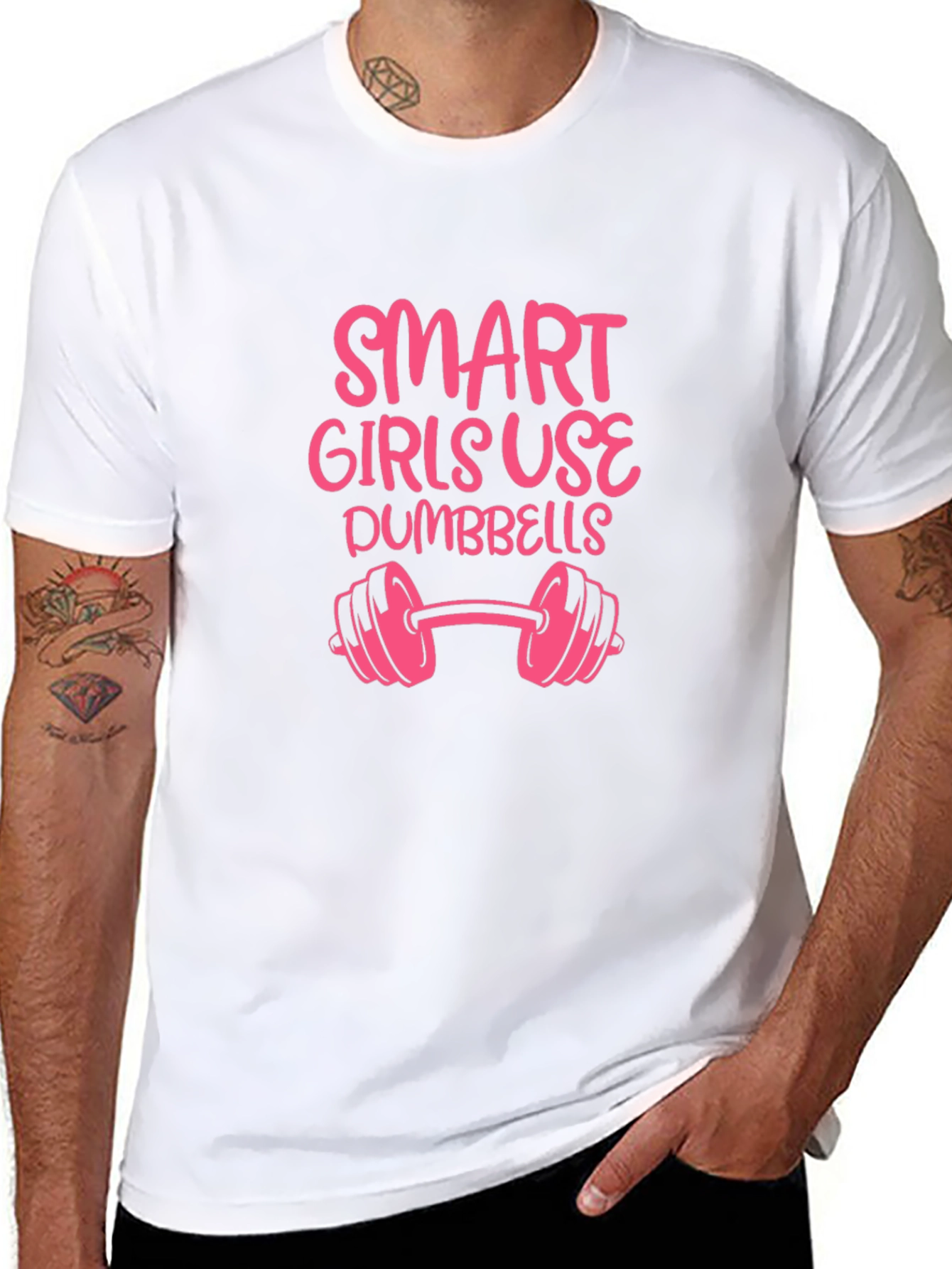 Smart Girls Use Dumbbells Graphic T-Shirt - Black