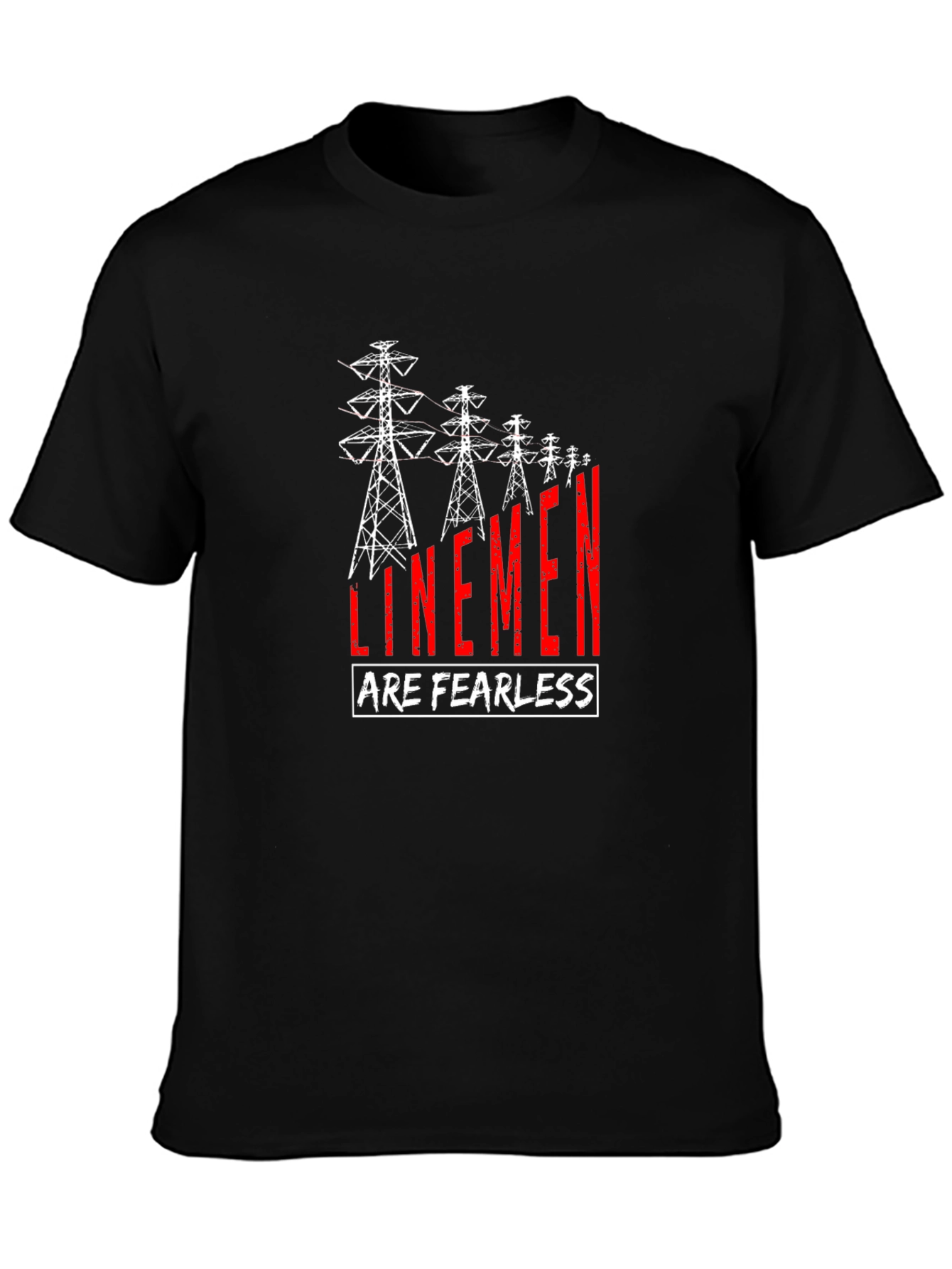 Linemen Are Fearless T-Shirt - Black Crew Neck Tee