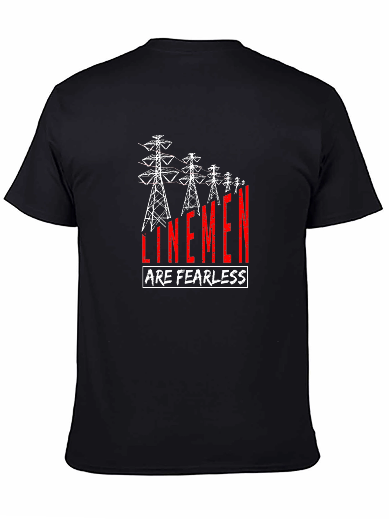 Linemen Are Fearless T-Shirt - Black Crew Neck Tee