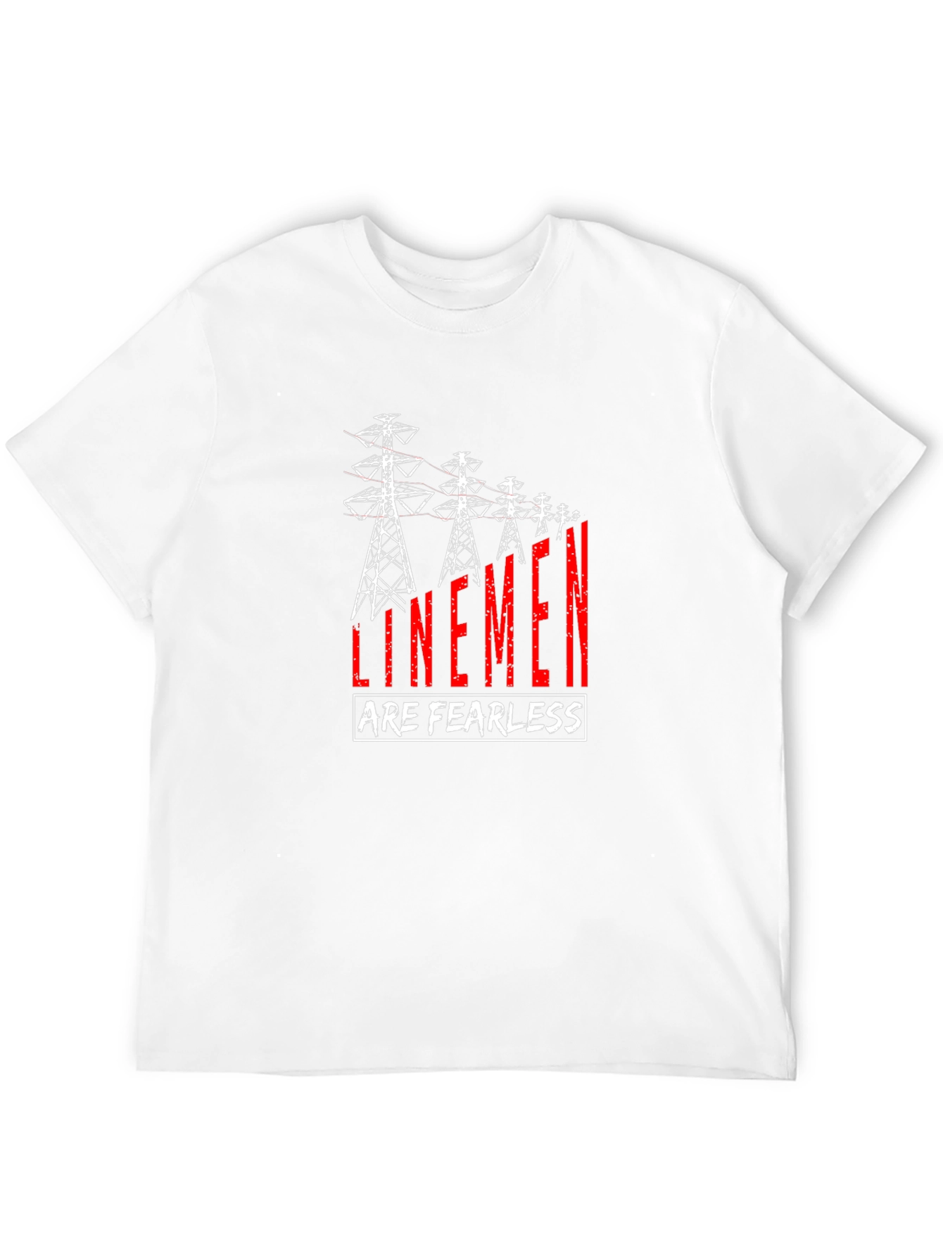 Linemen Are Fearless T-Shirt - Black Crew Neck Tee