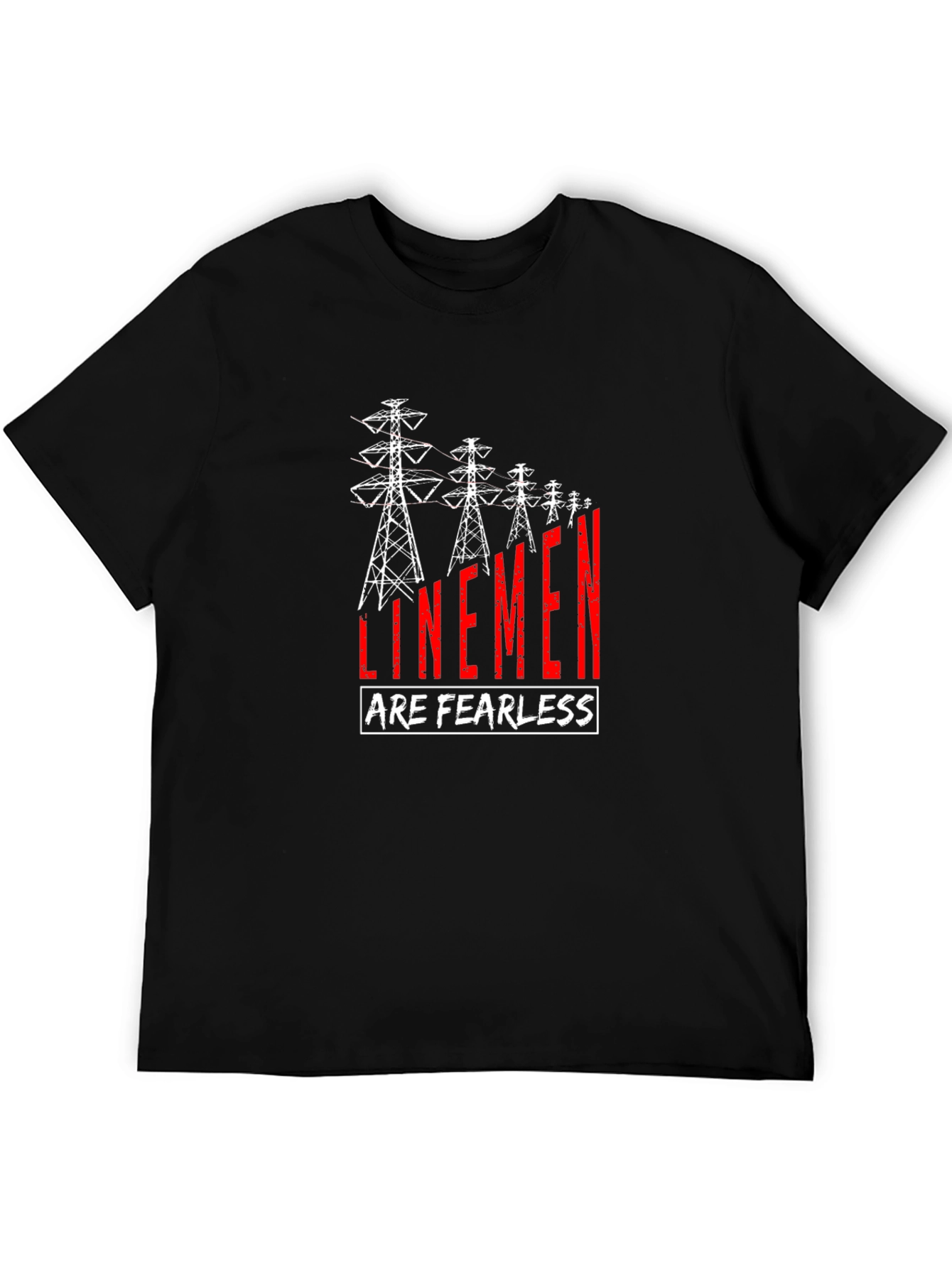 Linemen Are Fearless T-Shirt - Black Crew Neck Tee