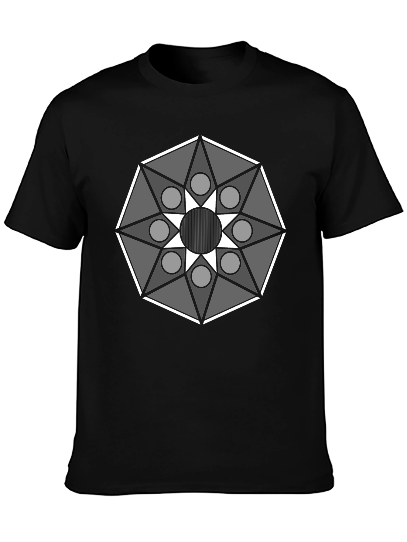 Geometric Mandala Graphic Tee - Modern Black T-Shirt