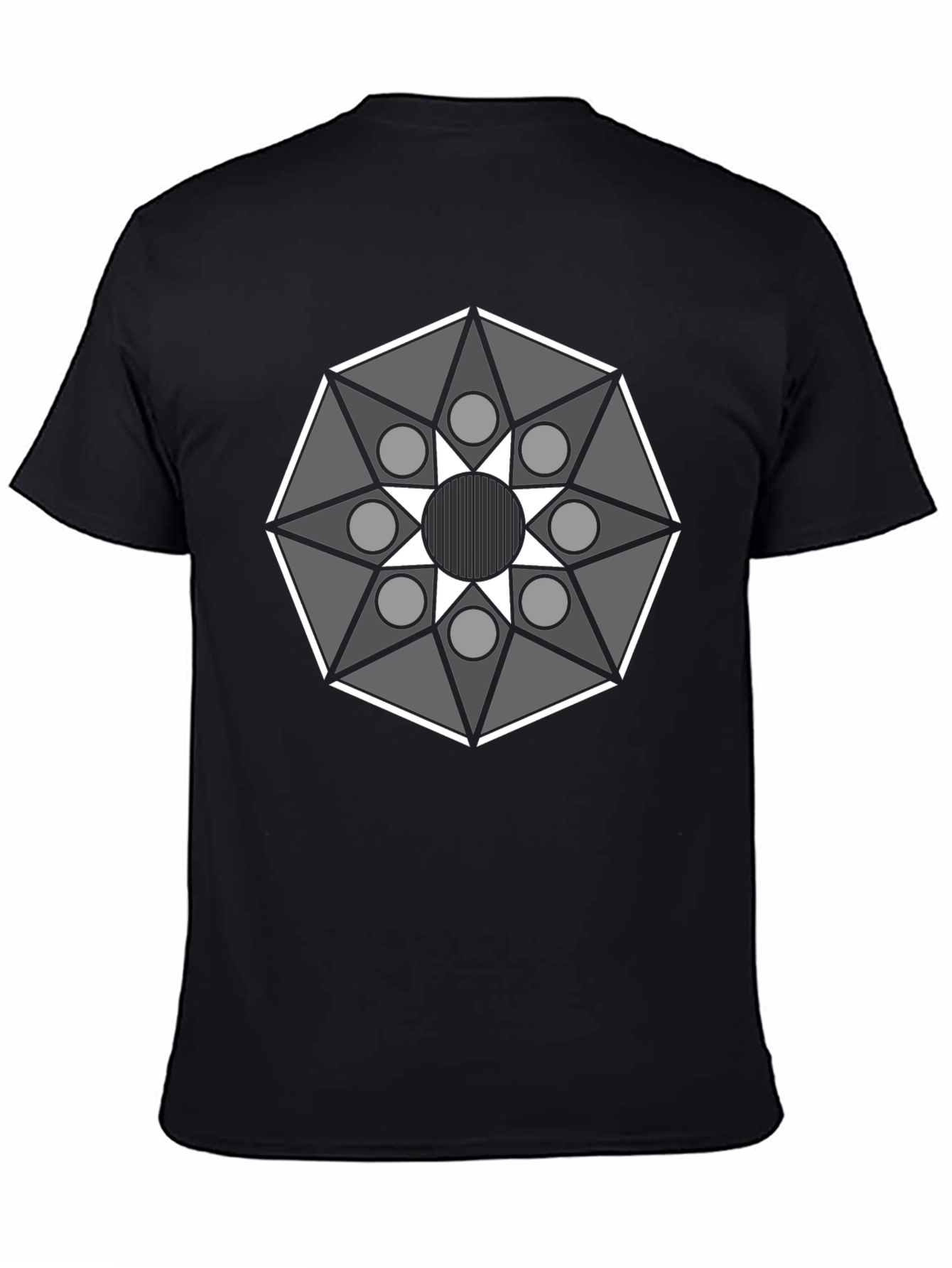 Geometric Mandala Graphic Tee - Modern Black T-Shirt