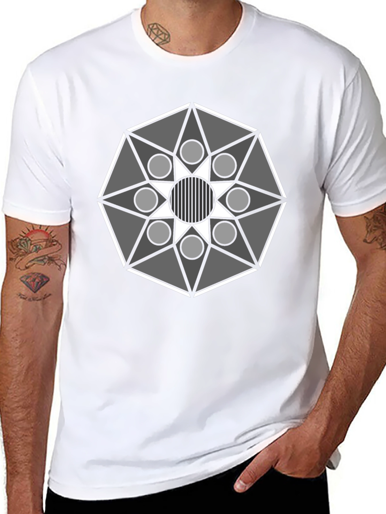 Geometric Mandala Graphic Tee - Modern Black T-Shirt