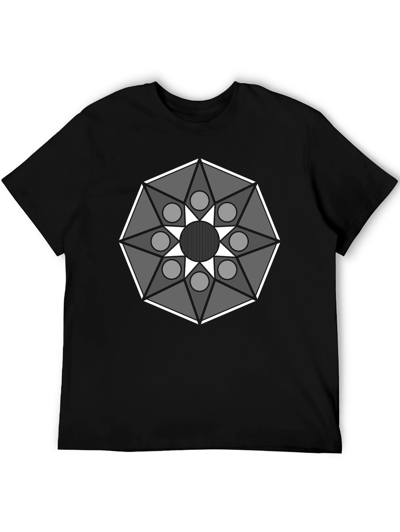 Geometric Mandala Graphic Tee - Modern Black T-Shirt