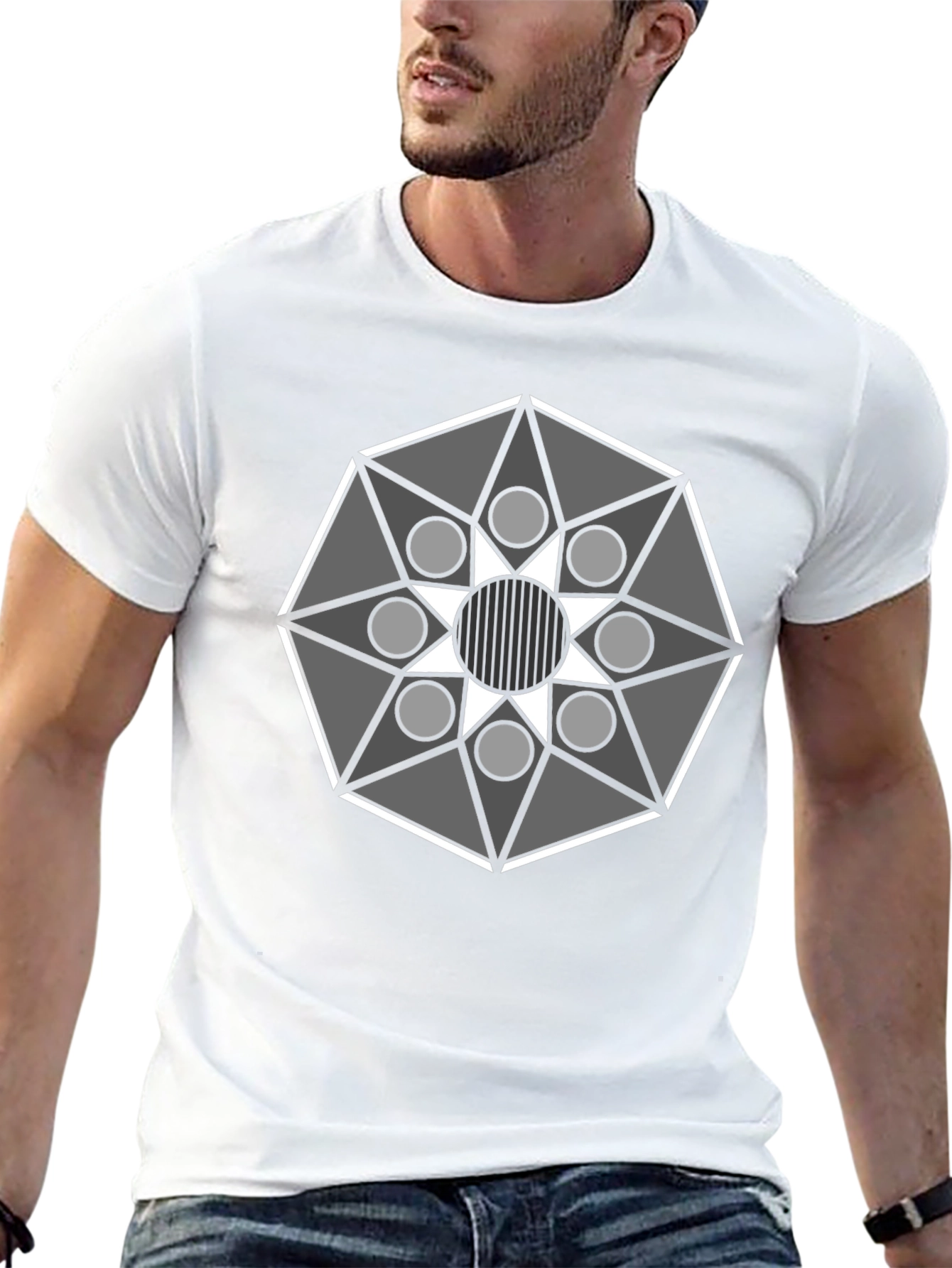 Geometric Mandala Graphic Tee - Modern Black T-Shirt