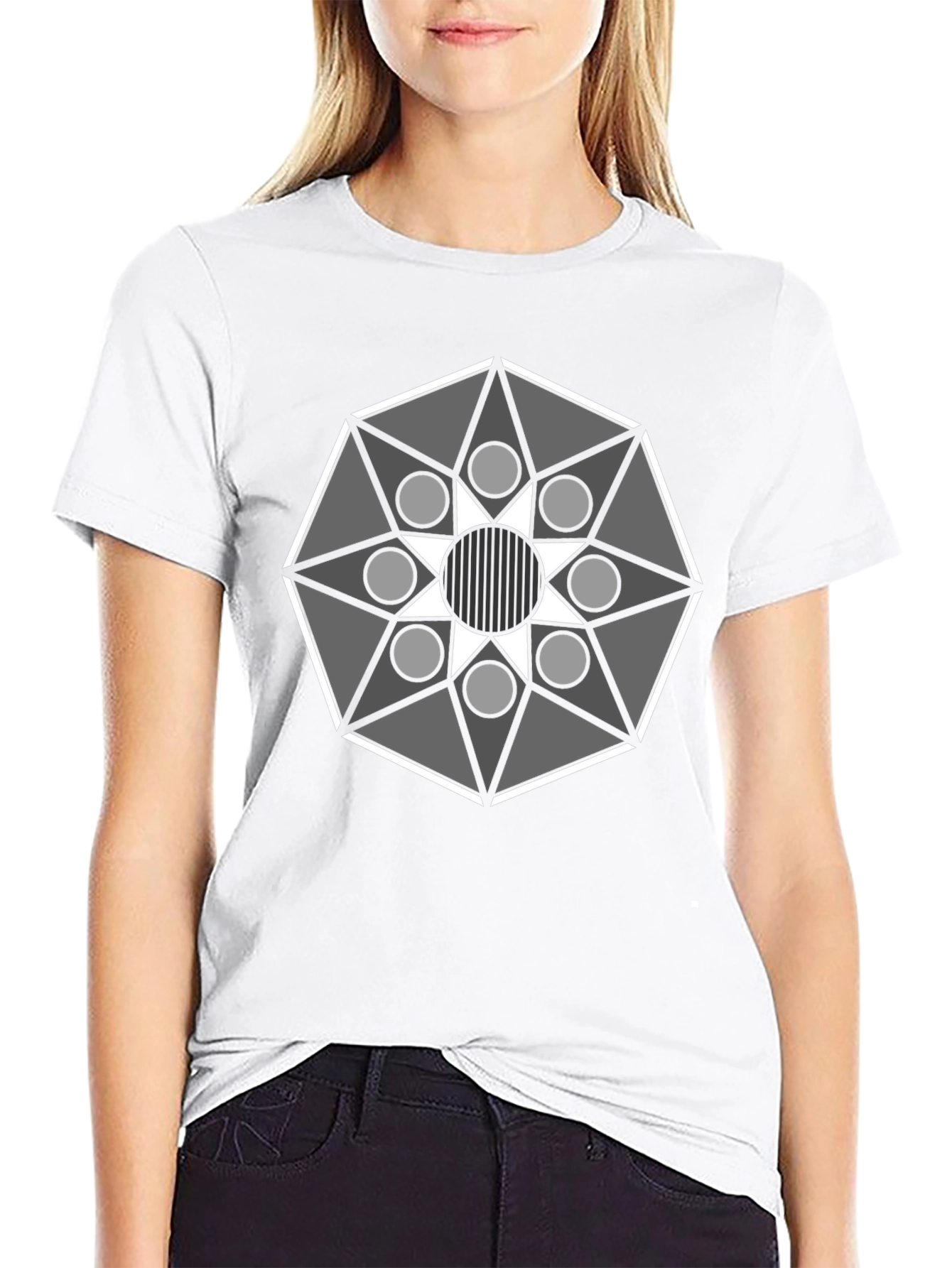 Geometric Mandala Graphic Tee - Modern Black T-Shirt