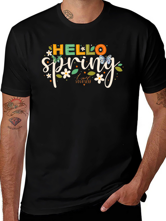 Hello Spring Graphic Tee - Black T-Shirt