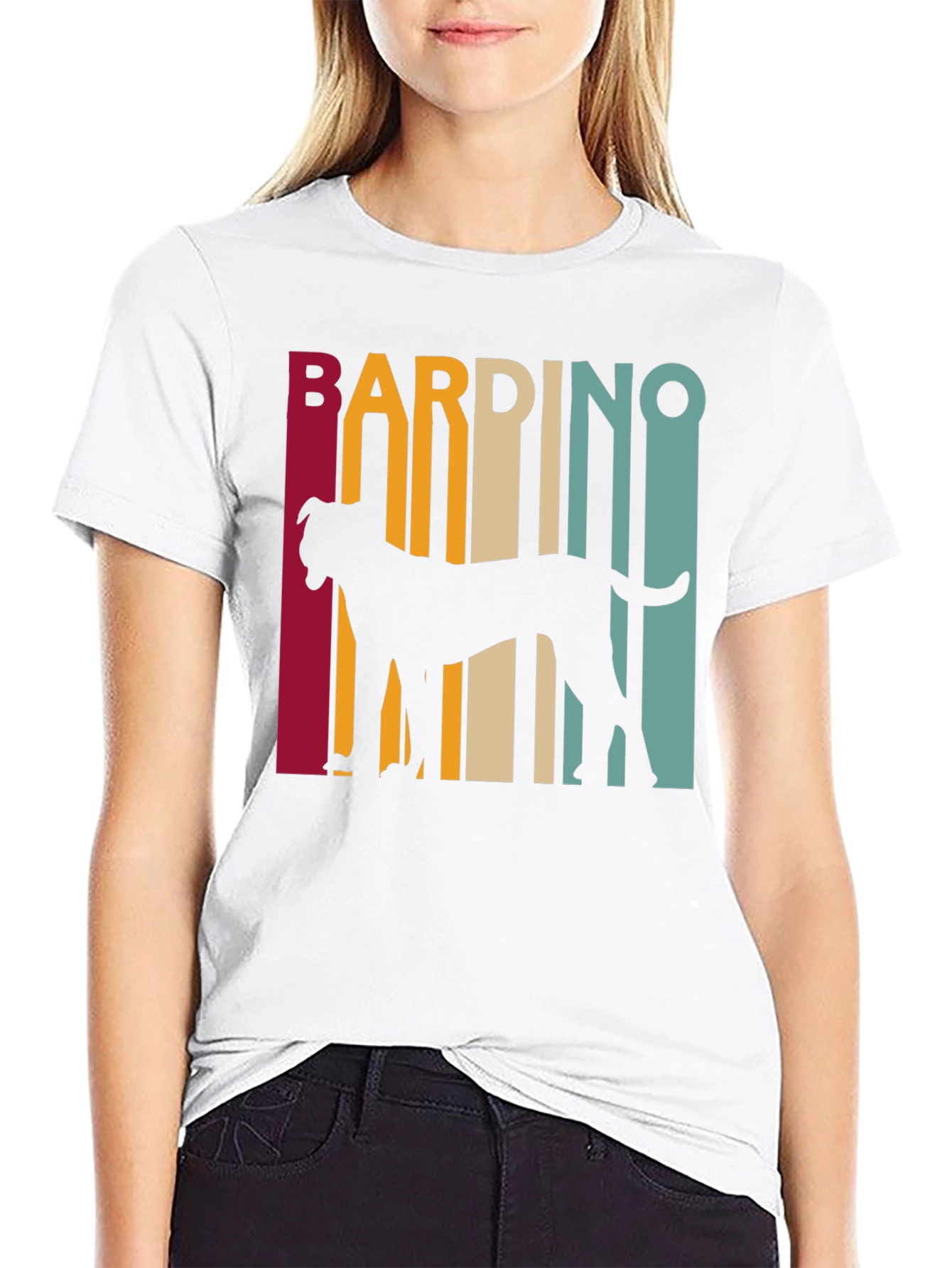 Bardino Dog Silhouette Retro Style Black T-Shirt