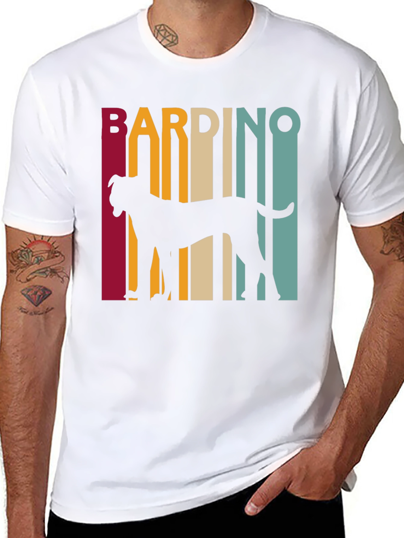 Bardino Dog Silhouette Retro Style Black T-Shirt